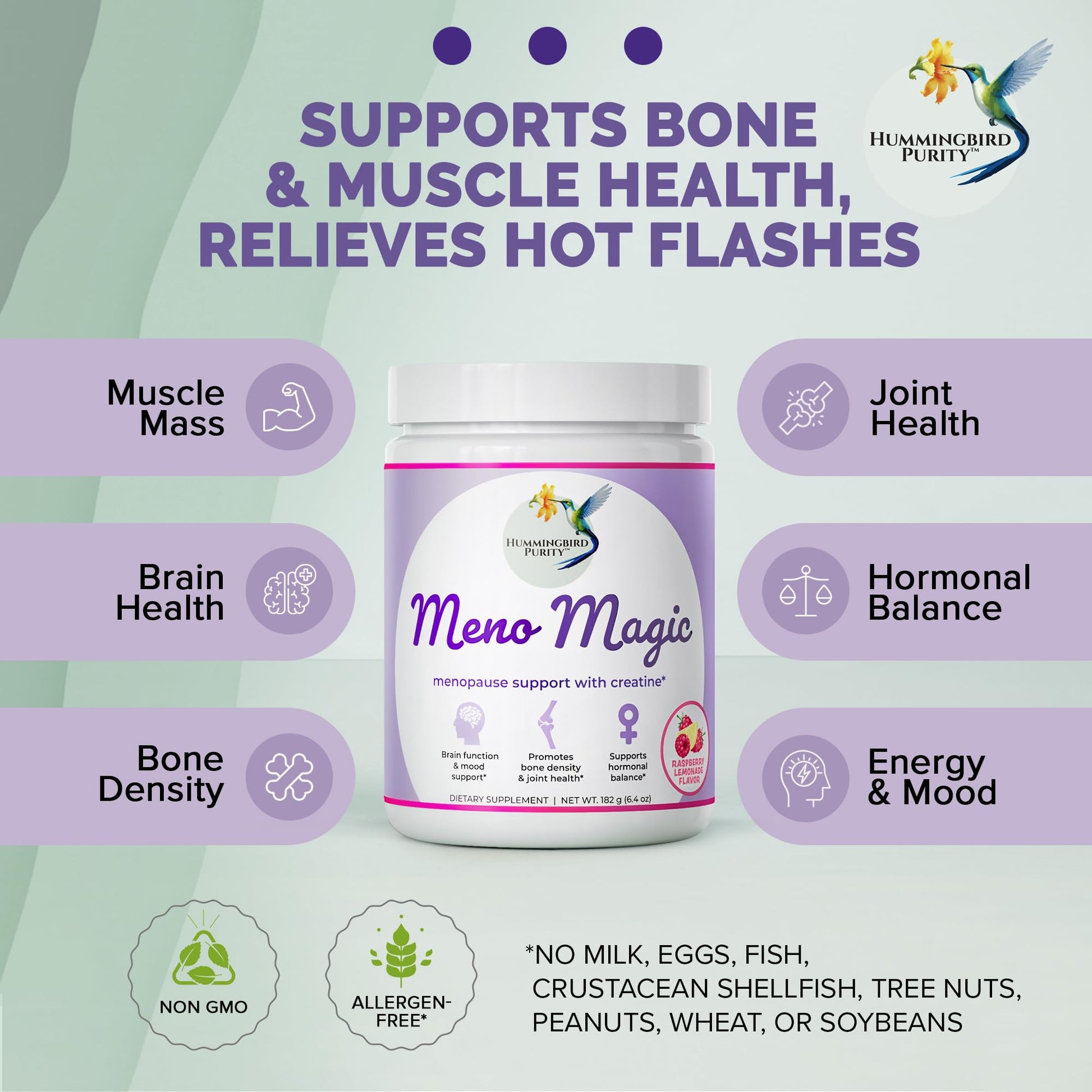Meno Magic Menopause Support Drink – Raspberry Lemonade with Creatine, Herbs & Vitamins | 30 Servings Hummingbird Purity buy supplements canada