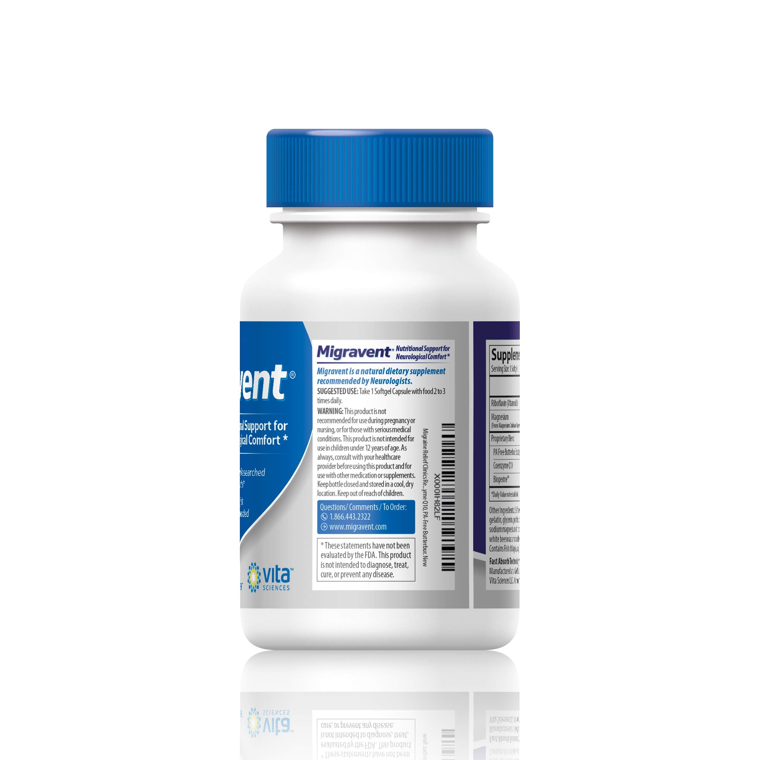 Vita Sciences Migravent – Advanced Nutritional Formula with Magnesium, CoQ10, Vitamin B2, and Butterbur for Brain and Circulatory Wellness – 60 Capsules Vita Sciences buy supplements canada