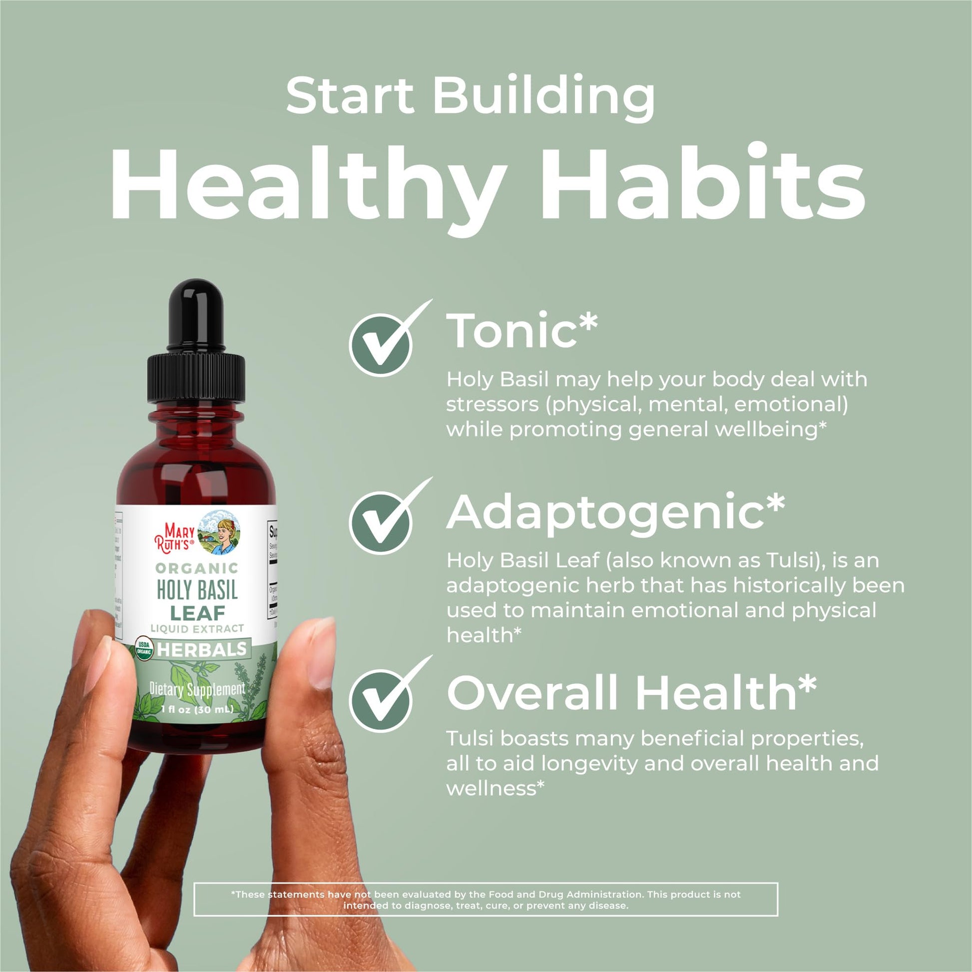 MaryRuth Organics Holy Basil Sugar Free | Tulsi Holy Basil Herbal Liquid Drops | Antioxidant | Cognitive Function | Digestive Support | Energy Levels | Vegan | Non-GMO | 1 Fl Oz MARYRUTH'S buy supplements canada