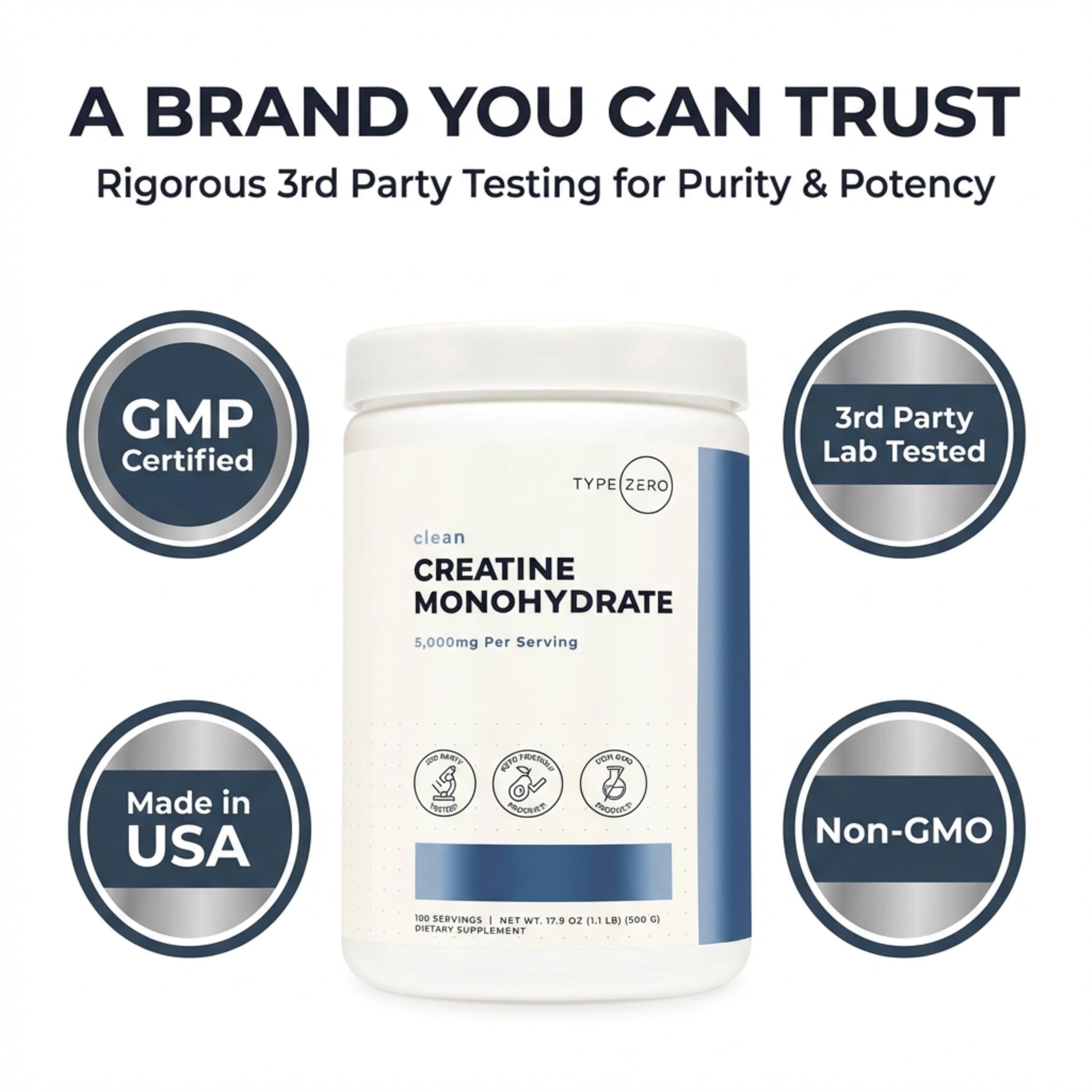 Type Zero Creatine Monohydrate Powder (Unflavored | 500g), 5000 mg Per Serving, Micronized, Zero Sugar, Keto Friendly & Gluten Free, 100 Servings Type Zero buy supplements canada