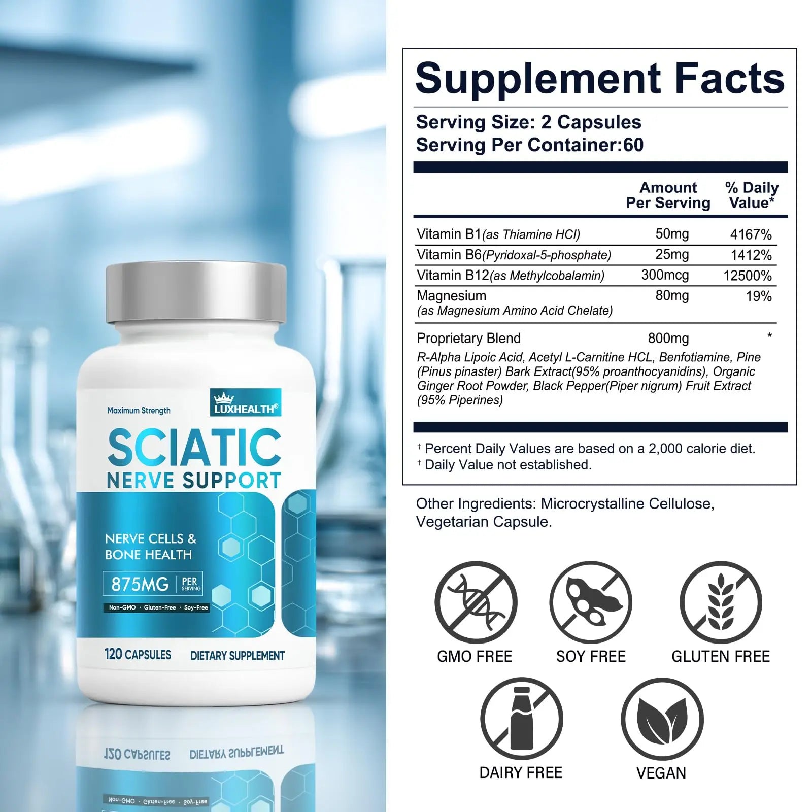Sciatic Nerve Support Supplement, 120 Capsules Nerve Savior for Neuropathy, Premium Formula with Natural Botanical & Vitamin Complex Vivaherbal buy supplements canada