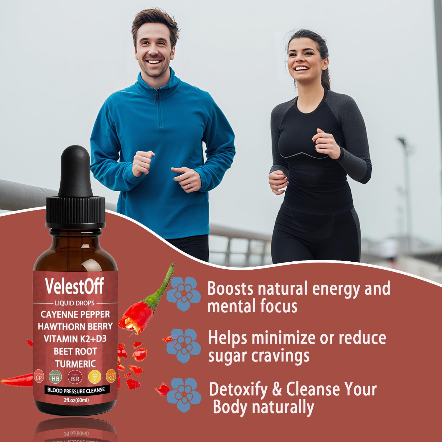 Velestoff Cayenne Pepper & Cayenne Pepper Drops Liquid Supplement with Hawthorn, Beet Root, Turmeric, Vitamin K2 D3 Nutralis buy supplements canada