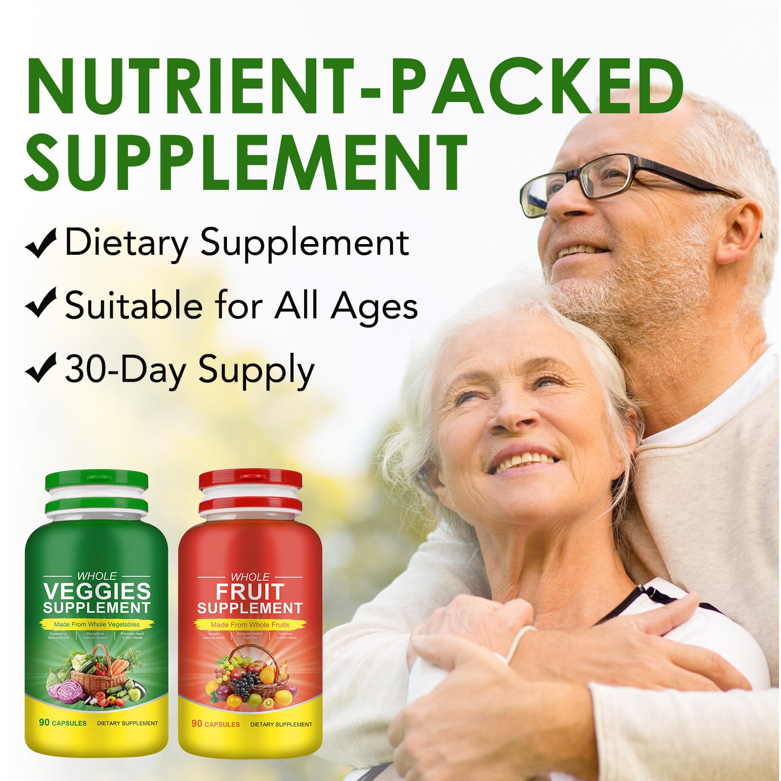Fruits & Veggies Supplements - 2 Bottles 180 Total Vegetarian Capsules | BalanceNatural Vitamins Supplement Dietary Nutritional Balance,Lngredients Blended Vitamin & Mineral Whole Food Supplement Ruduwu buy supplements canada
