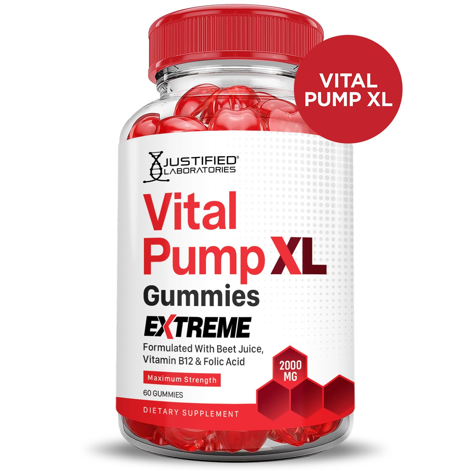 Justified Laboratories Vital Pump XL Extreme 2000MG Performance Gummies Vital PumpXL Advanced Formula Formulated with Beet Juice ACV Pomegranate Powder B12 Vegan Non GMO 60 Gummys Justified Laboratories buy supplements canada