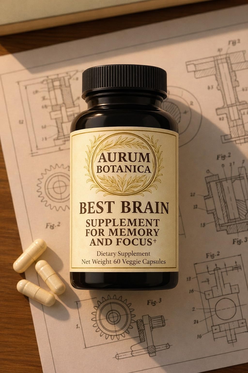 AURUM BOTANICA Best Brain Supplement for Memory and Focus - L-Theanine, Lion's Main, Vitamin B6, B12, D3, Folate, L-Tyrosine, Bacopa Monnieri, Alpha GPC, Theacrine, 30mg of Natural Caffeine (60 Count) AURUM BOTANICA buy supplements canada