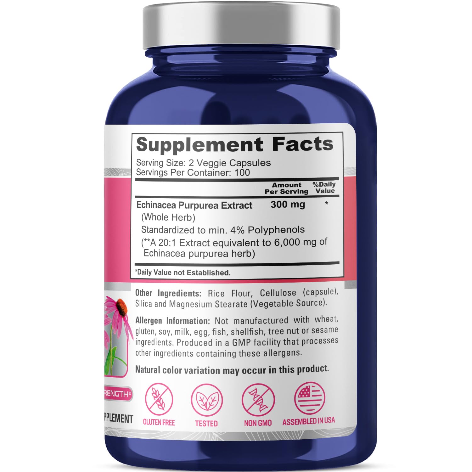 NusaPure Echinacea 20:1 Extract, 300 mg Equivalent to 6,000mg 200 Veggie Caps, Vegan, Non-GMO, Gluten Free Supplement NusaPure buy supplements canada
