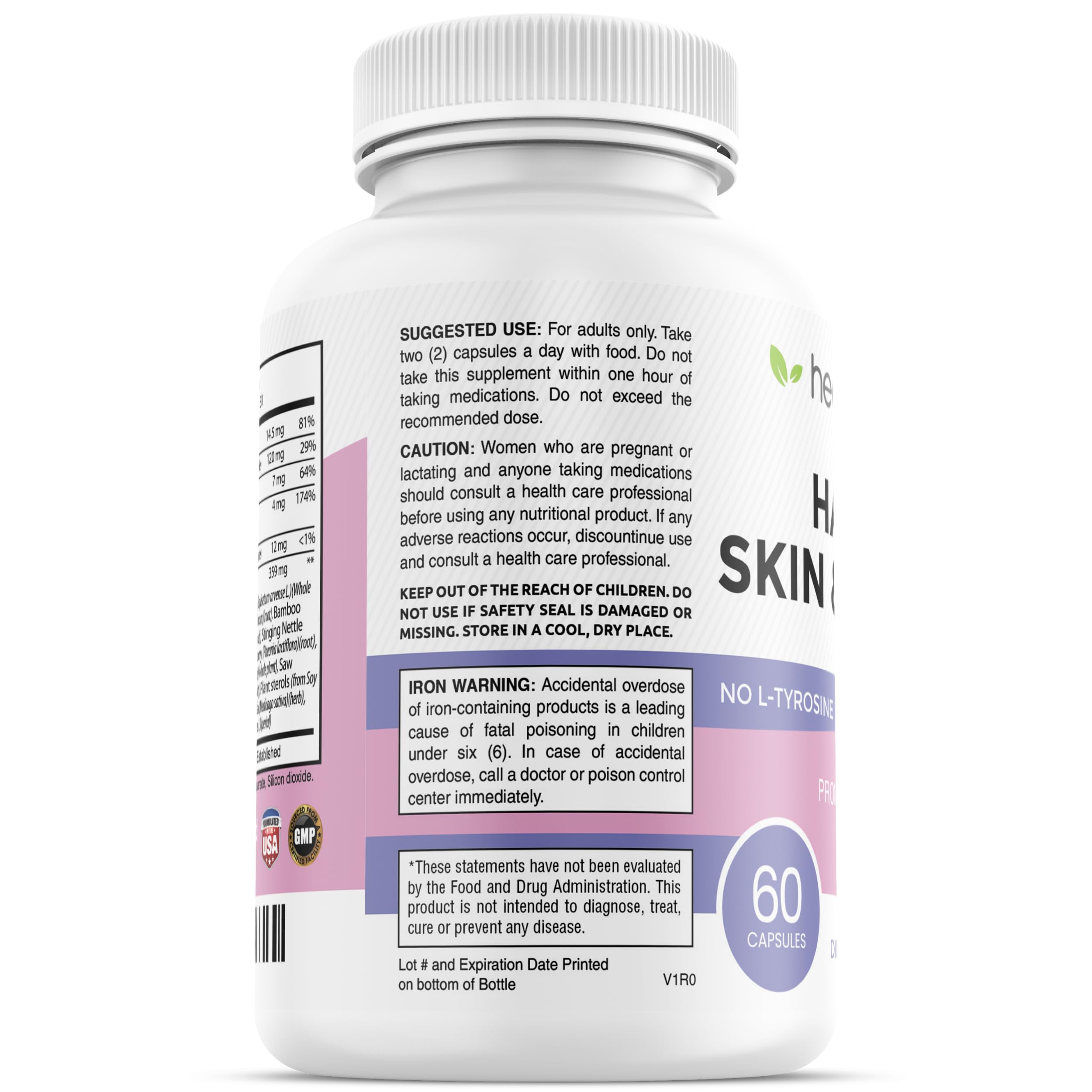 healblend Hair Skin and Nails Vitamins for Women with Biotin 5000 mcg, Iron and Manganese | Vegan, Non-GMO | 60 Capsules healblend buy supplements canada
