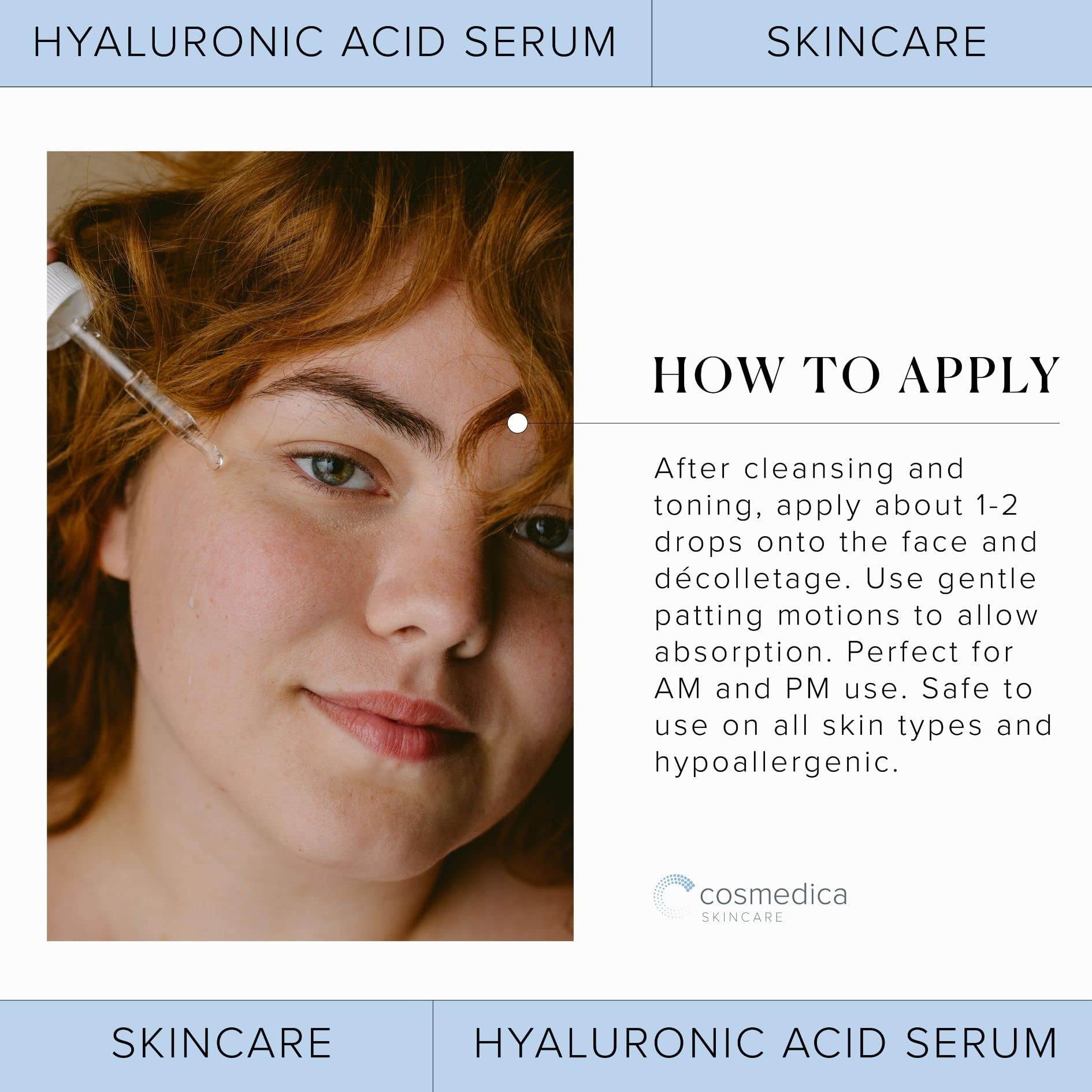 Hyaluronic Acid Serum for Skin 100% Pure Anti Aging Serum Intense Hydration Cosmedica Skincare buy supplements canada