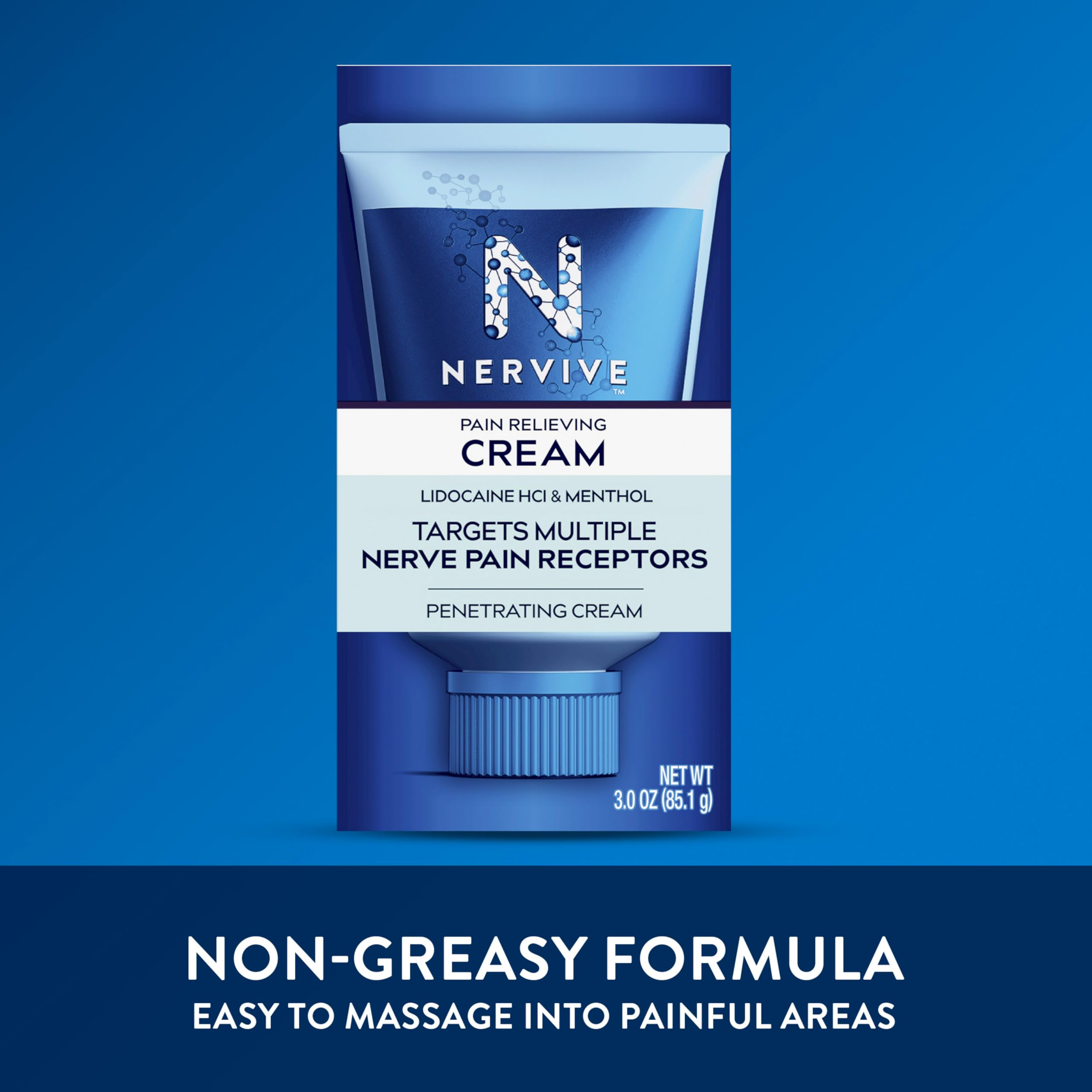 Nervive Pain Relieving Cream, Max Strength Non-Greasy Topical Pain Reliever with Lidocaine and Menthol for Toes, Feet, Fingers, Hands, Legs & Arms, 3.0oz Nervive buy supplements canada