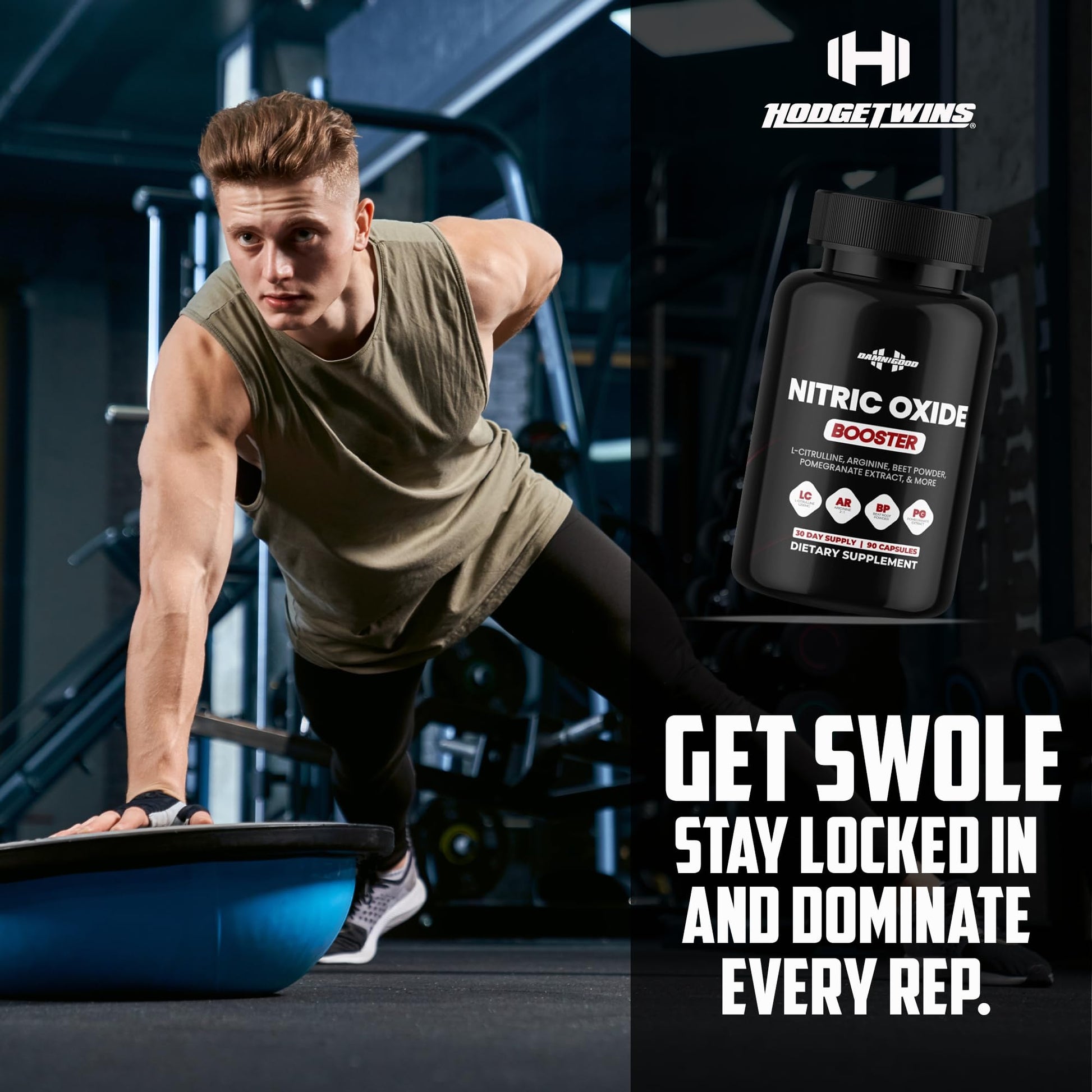 DAMN GOOD The Hodge Twins Nitric Oxide Booster – Beet Root Nitric Oxide & Arginine Citrulline Supplement, Pomegranate Blend for Workout Drive, Endurance Support & Pump Power - 90 Capsules DAMN GOOD buy supplements canada