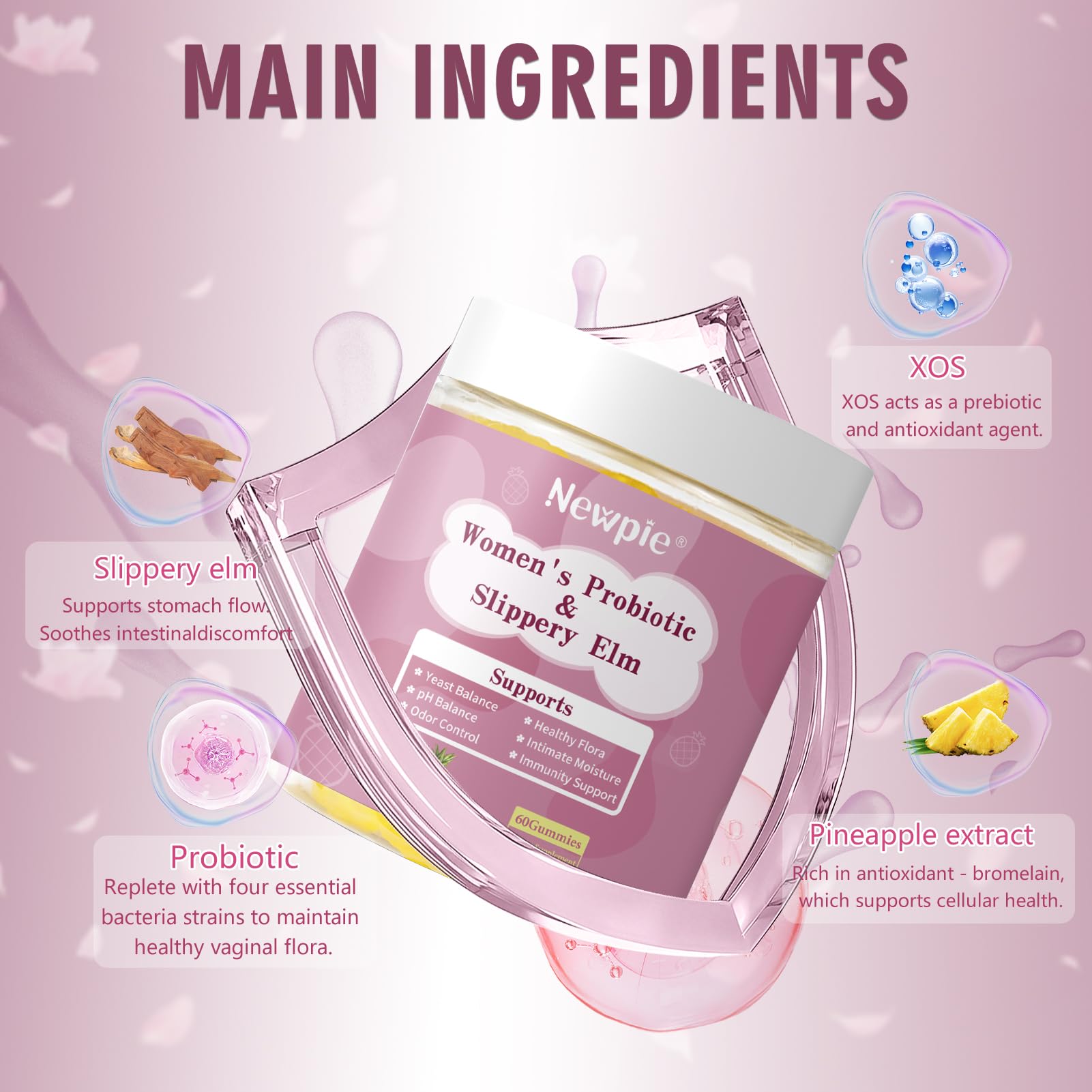 Blltzzz Her Juicy Women's Probiotic Gummies | Pineapple Flavor | Contains Slippery Elm and Probiotic Blend to Support Women's Intimate pH Balance, Gut Wellness and Overall Well-Being | 60 Gummies (2) Blltzzz buy supplements canada