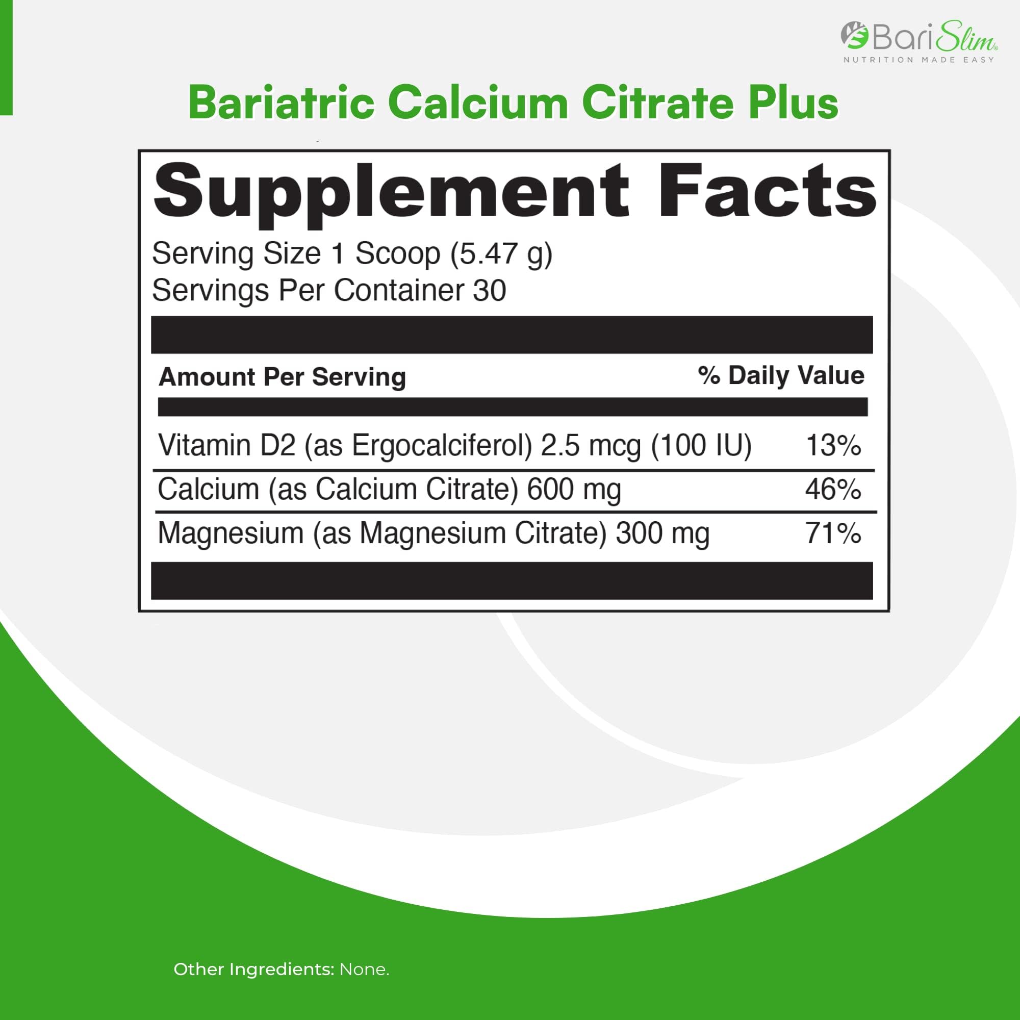BariSlim Bariatric Calcium Citrate Plus Powder - Formulated for Patients After Weight Loss BariSlim buy supplements canada