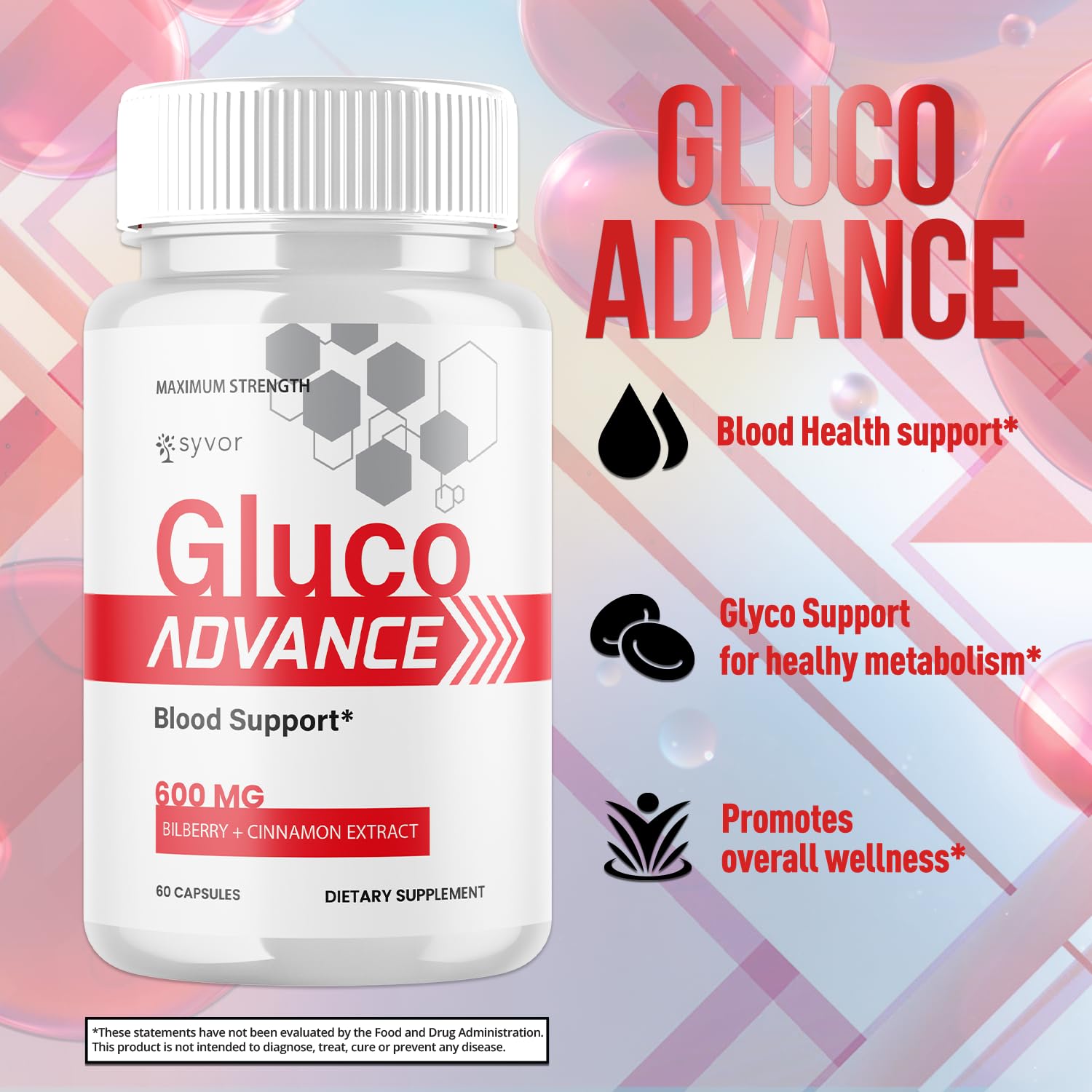 (2 Pack) Gluco Advance Capsules, Official GlucoAdvance Supplement Pills with All Natural Ingredients, Advanced Formula Supplement with Maximum Strength Support Vitamins for Women & Men (120 Capsules) Syvor buy supplements canada