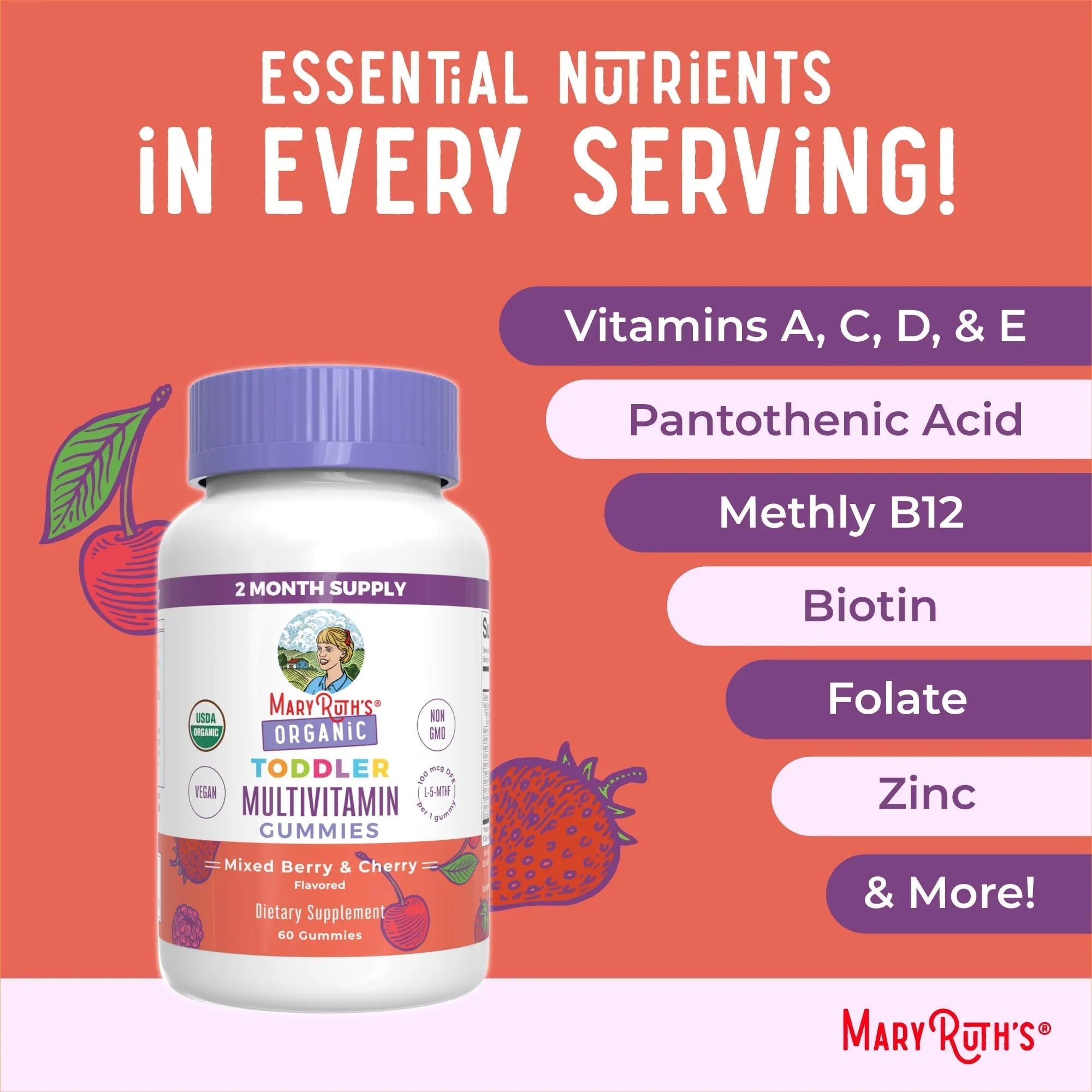 MaryRuth Organics Vitamin Gummy | Kids and Toddlers Age 2+ | USDA | Daily Vitamin C | D3 | Zinc | MaryRuth Organics buy supplements canada
