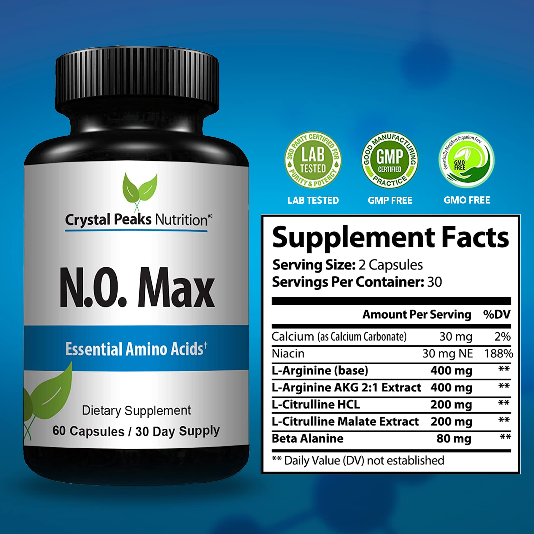 CRYSTAL PEAKS NUTRITION N.O. Max Nitric Oxide Supplement - L Arginine, Citrulline CRYSTAL PEAKS NUTRITION buy supplements canada