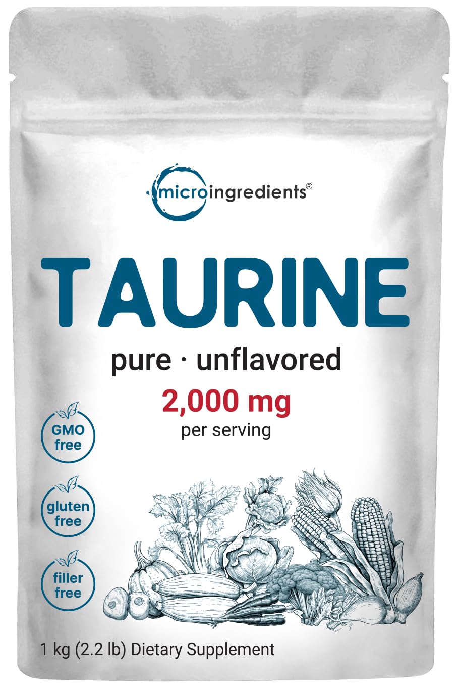 Micro Ingredients Taurine Powder Supplement | 1 KG, 2000mg Per Serving | Unflavored | 100% Pure, Easily Absorbed Free Form | Essential Amino Acids for Exercise, Energy, & Heart Support Micro Ingredients buy supplements canada
