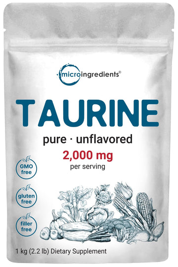 Micro Ingredients Taurine Powder Supplement | 1 KG, 2000mg Per Serving | Unflavored | 100% Pure, Easily Absorbed Free Form | Essential Amino Acids for Exercise, Energy, & Heart Support Micro Ingredients buy supplements canada