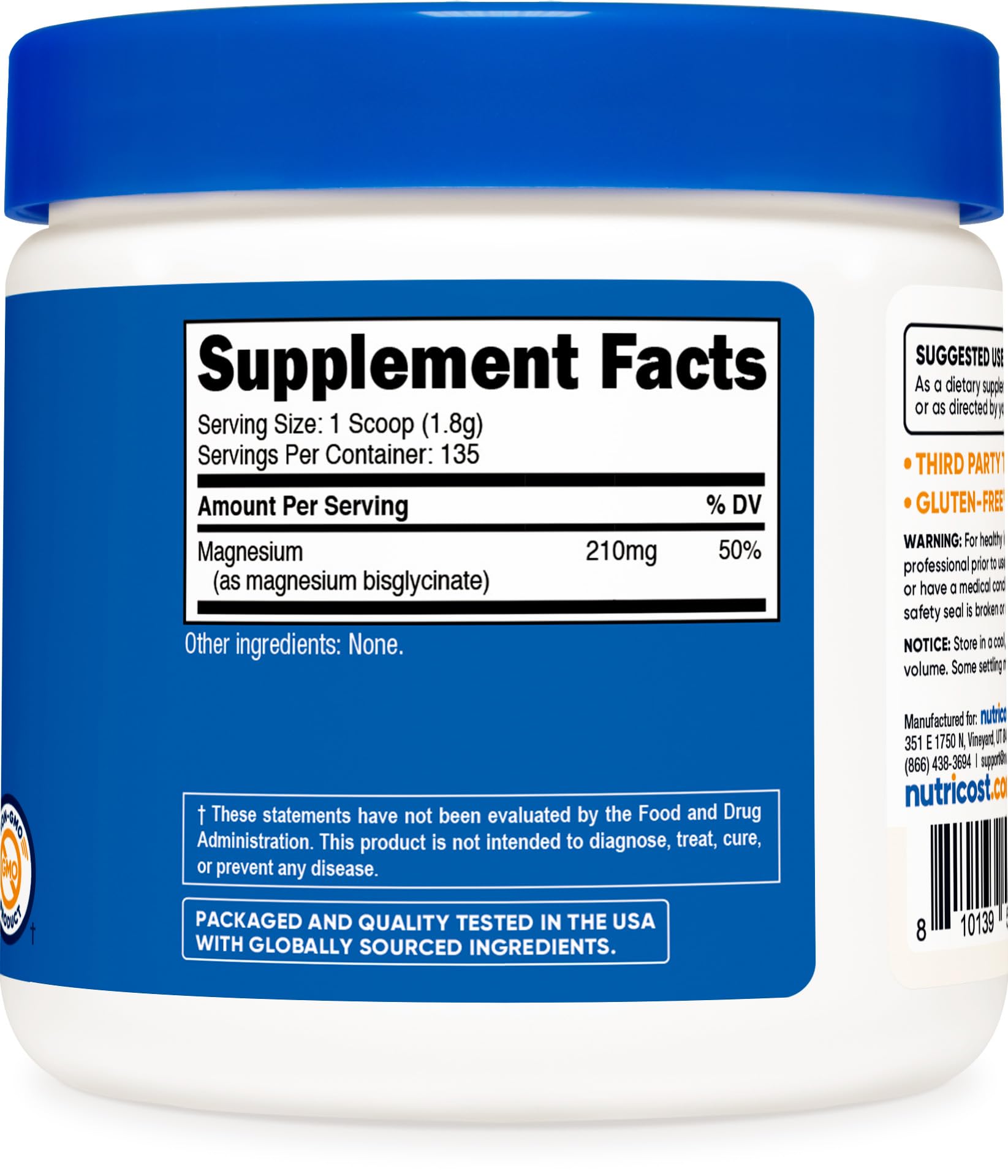 Nutricost Magnesium Glycinate Powder (250 Grams) (Unflavored) Nutricost buy supplements canada