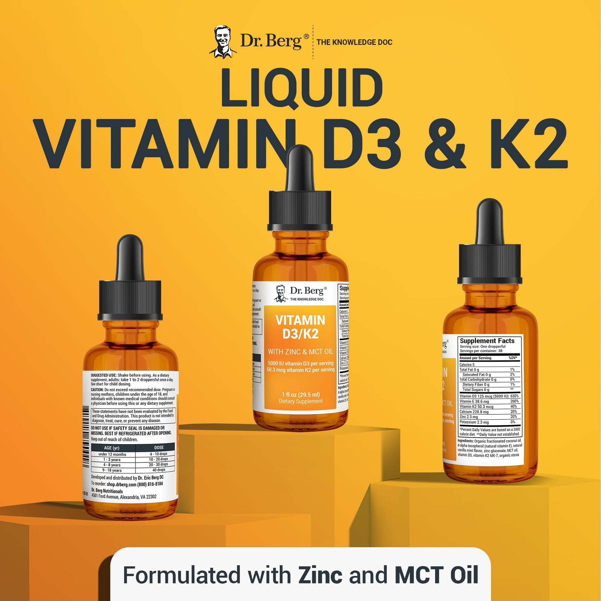 Dr. Berg Liquid Vitamin D3 & K2 Supplement - For Bone, Teeth, Mood & Immune Health Dr. Berg Nutritionals buy supplements canada