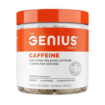 Genius Caffeine - Sustained-Release Microencapsulated Caffeine Pills for Smooth, Long-Lasting Energy & Focus - No Jitters or Crash - 100mg per Capsule - 100 Servings - Natural Performance Booster The Genius Brand buy supplements canada