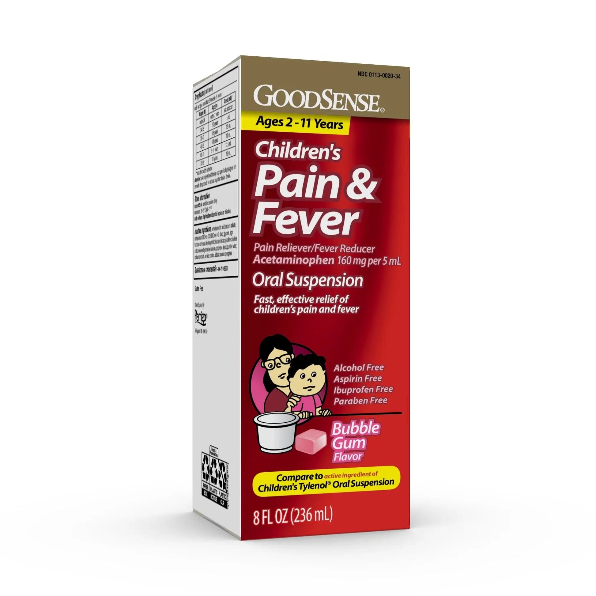 GoodSense Children's Pain and Fever Oral Suspension Liquid, Acetaminophen 160 mg per 5 mL, Bubble Gum Flavor GoodSense buy supplements canada