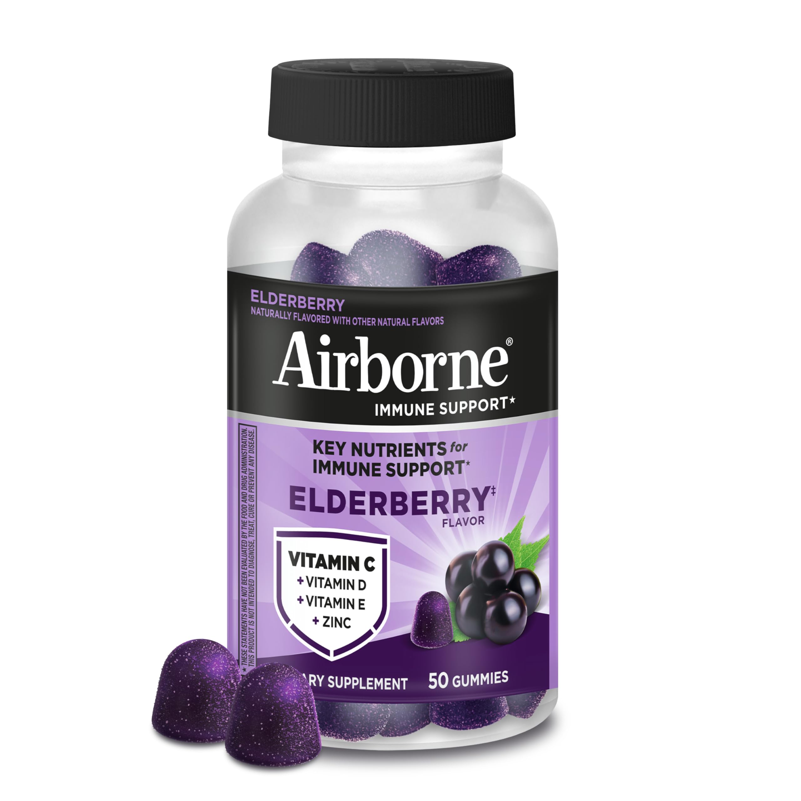 Airborne Elderberry + Zinc & Vitamin C Gummies For Adults, Immune Support Vitamin D & Zinc Gummies With Powerful Antioxidant Vitamins C D & E Airborne buy supplements canada