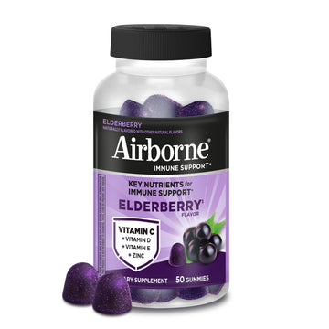Airborne Elderberry + Zinc & Vitamin C Gummies For Adults, Immune Support Vitamin D & Zinc Gummies With Powerful Antioxidant Vitamins C D & E Airborne buy supplements canada