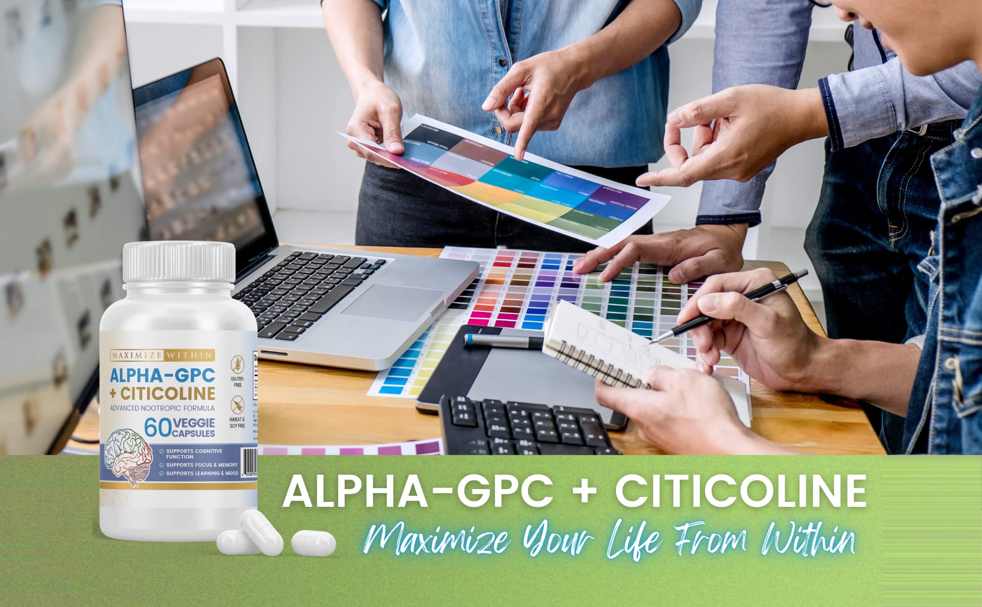 Maximize Within Alpha GPC + Citicoline 60 Ct, 1600mg Concentrated Formula- 99%+Highly Purified & Bioavailable Nootropic-Cognitive Enhancer, Supports Memory, Brain Function, Boosts Focus, Mood & Energy Maximize Within buy supplements canada