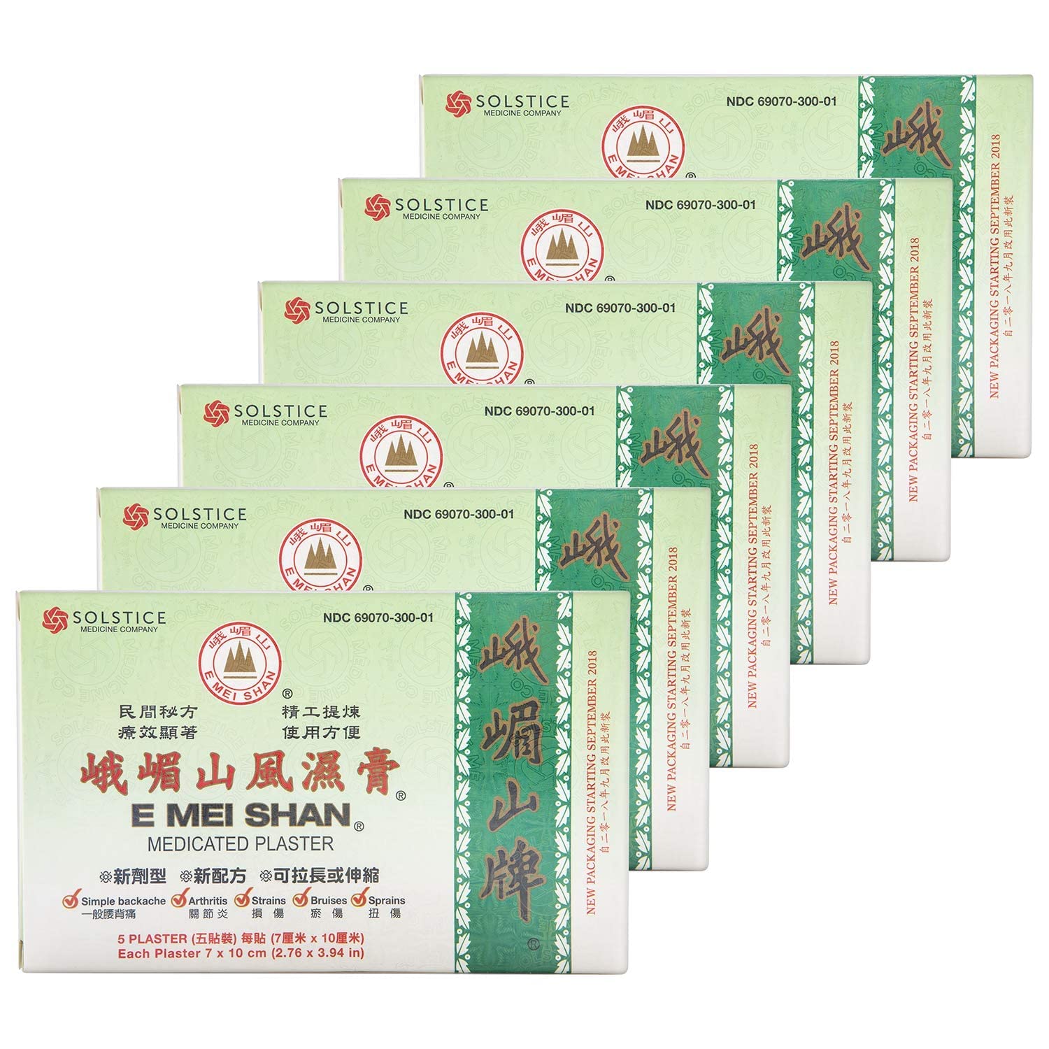 E Mei Shan Medicated Plaster (Jako Kototsu) (5 plasters per Box) (6 Boxes) (Solstice) E Mei Shan buy supplements canada