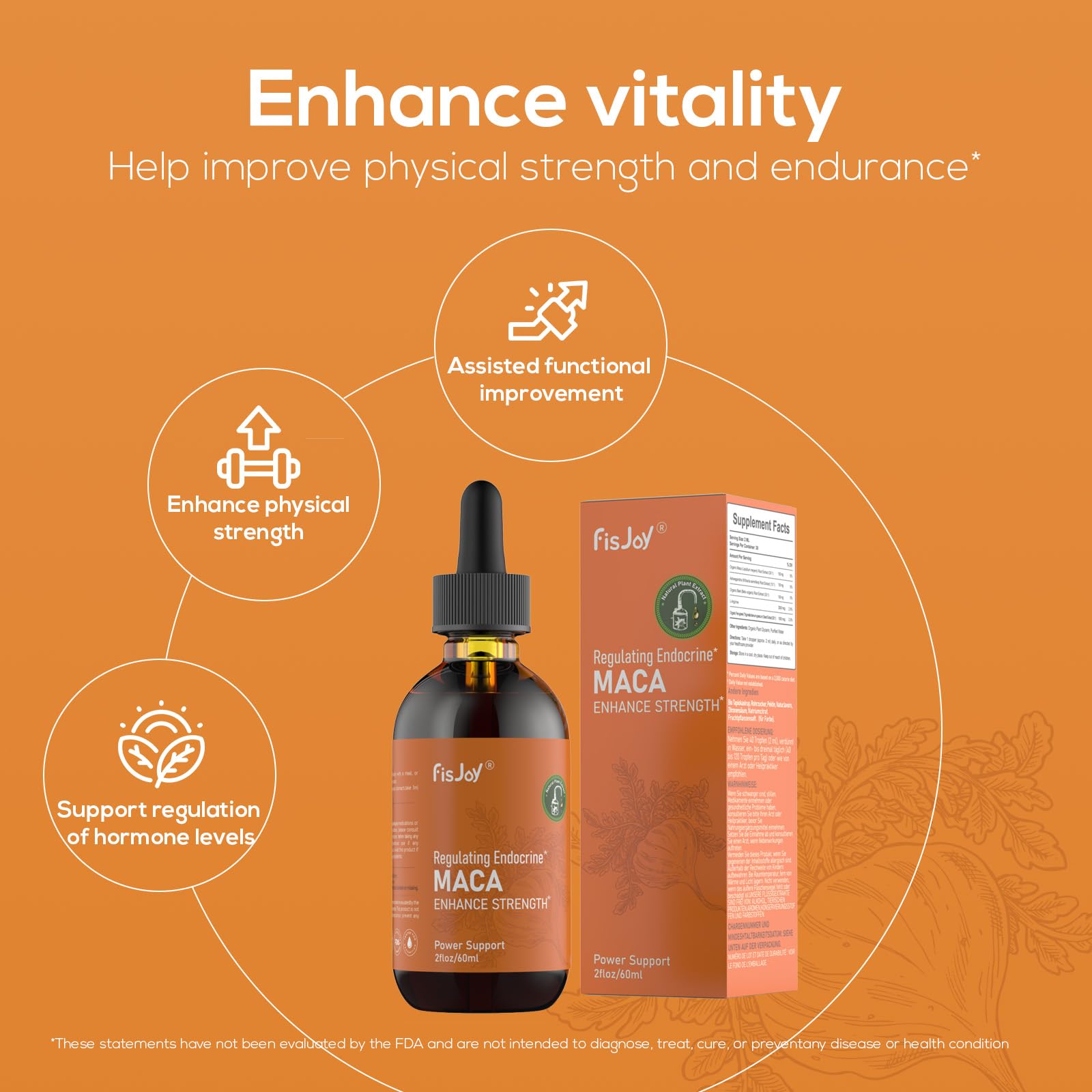 Fisjoy Organic Maca Liquid Drops with Ashwagandha & Beet Root – Supports Daily Vitality & Overall Wellness – Non-GMO, Vegan Herbal Supplement, 2 fl oz (60 mL) Fisjoy buy supplements canada