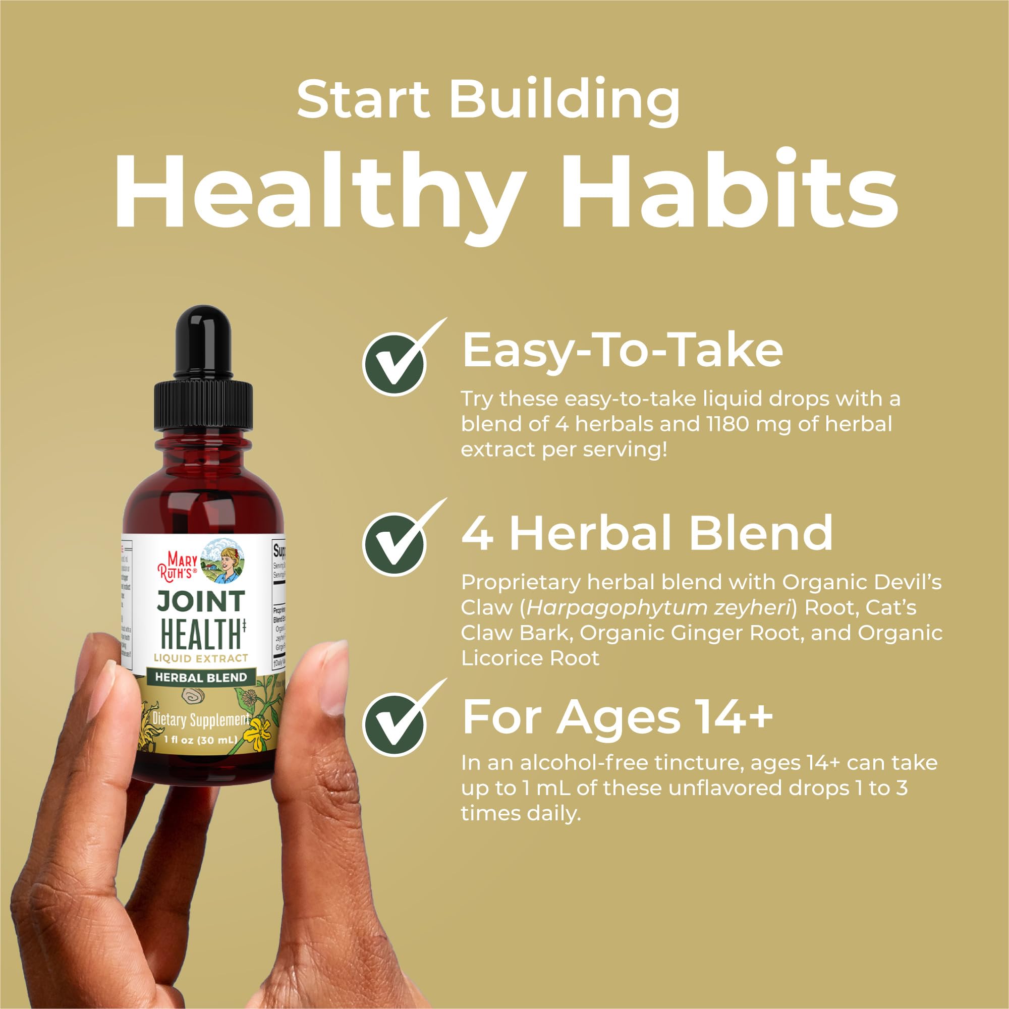 MaryRuth Organics Joint Health Liquid Extract | Four Herbal Blend Liquid Drops | Ginger Root | Licorice Root | Cats Claw | Devils Claw | Vegan | Non GMO | Alcohol Free Tincture | 30 Servings MARYRUTH'S buy supplements canada