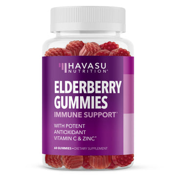 Sambucus Elderberry Gummies for Adults - Immune Support Supplement with Vitamin C and Zinc - Enhanced Formula for Daily Defense - 60 Count HAVASU NUTRITION buy supplements canada