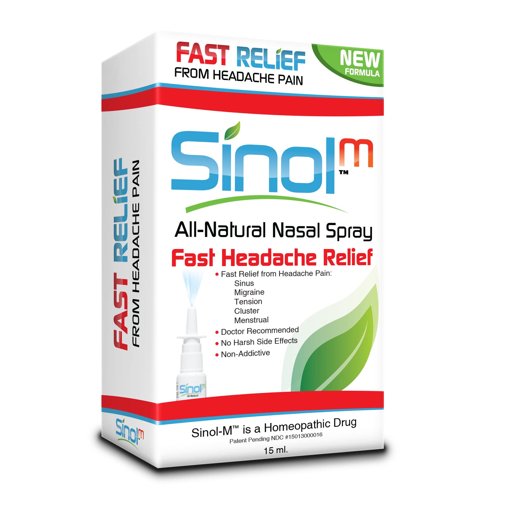 Sinol Headache Relief Spray, Over-The-Counter Medication Nose Spray for Migraine Cluster Tension, Sinus Relief & Nasal Decongestants, 15 ml Sinol buy supplements canada