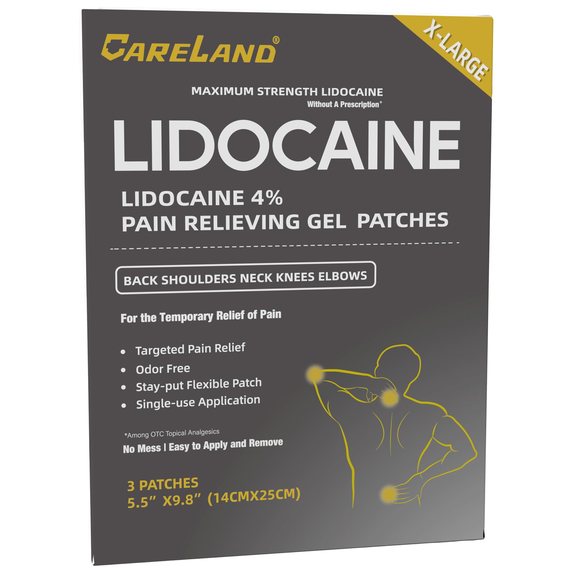 CARELAND 4% Extra Large Lidocaine Patches Maximum Strength Pain Relief Patch XL for Back & Shoulder,Back Pain Relief Products Patches & Flexible Fabric Numbs Away Pain, 6 Ct. CARELAND buy supplements canada