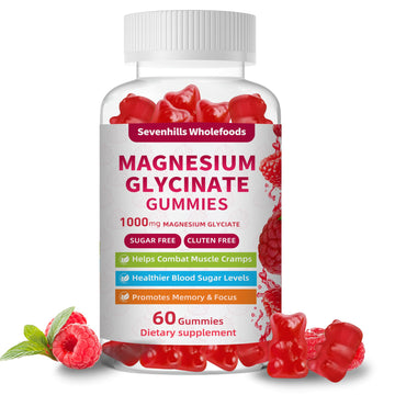Magnesium Glycinate Gummies 1000mg - Sugar Free Magnesium Potassium Supplement for Relaxation, Calm, Stress Relief, and Sleep Support for Adults & Kids - 60 Raspberry Gummies Sevenhills Wholefoods buy supplements canada