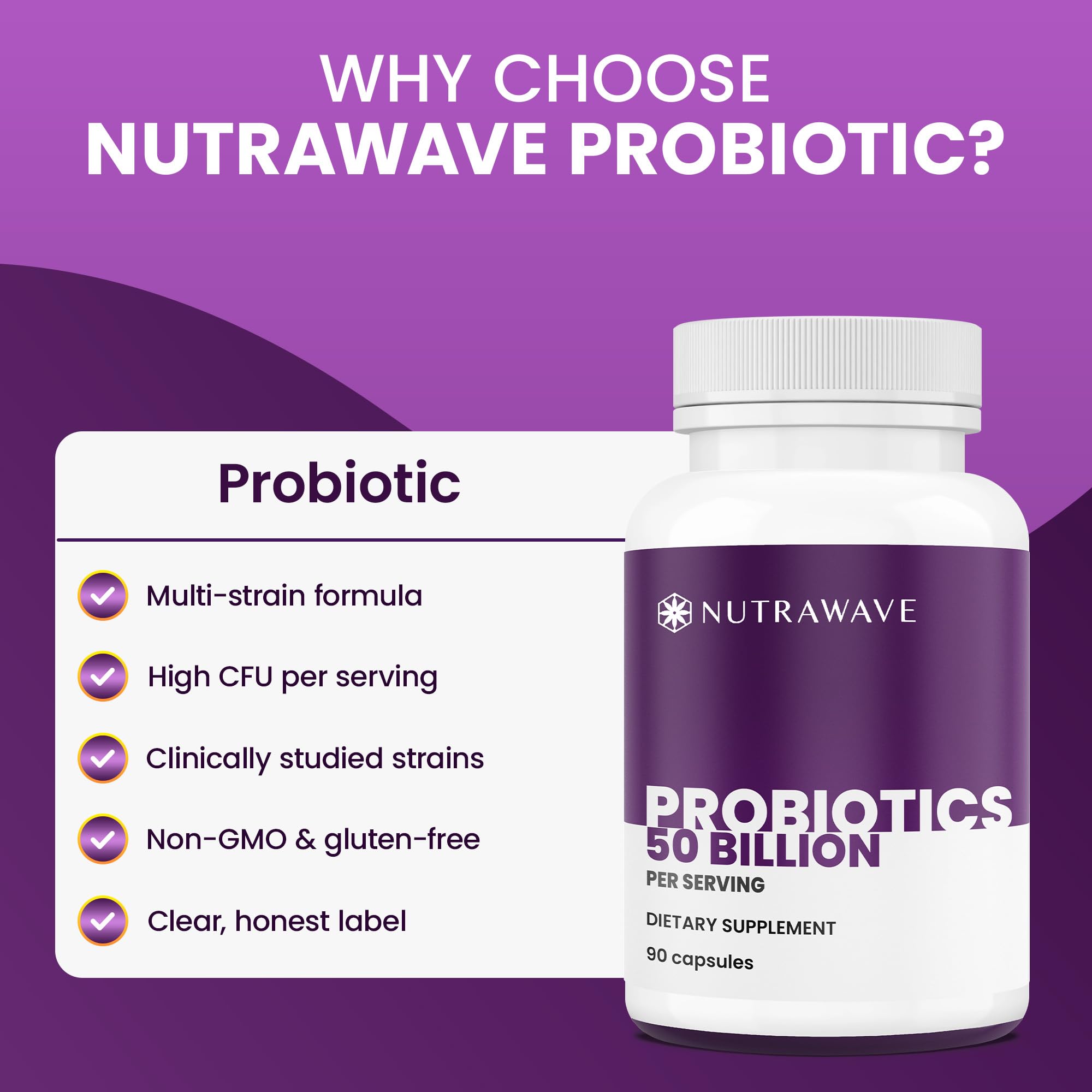 Nutrawave 50 Billion Probiotics for Women & Men, 15 Strains Active Culture. Relieves Bloating & Constipation, Improved Digestion & Gut Health Supplement, Vegan. 60 Powerful Small Capsules. Nutra Wave buy supplements canada