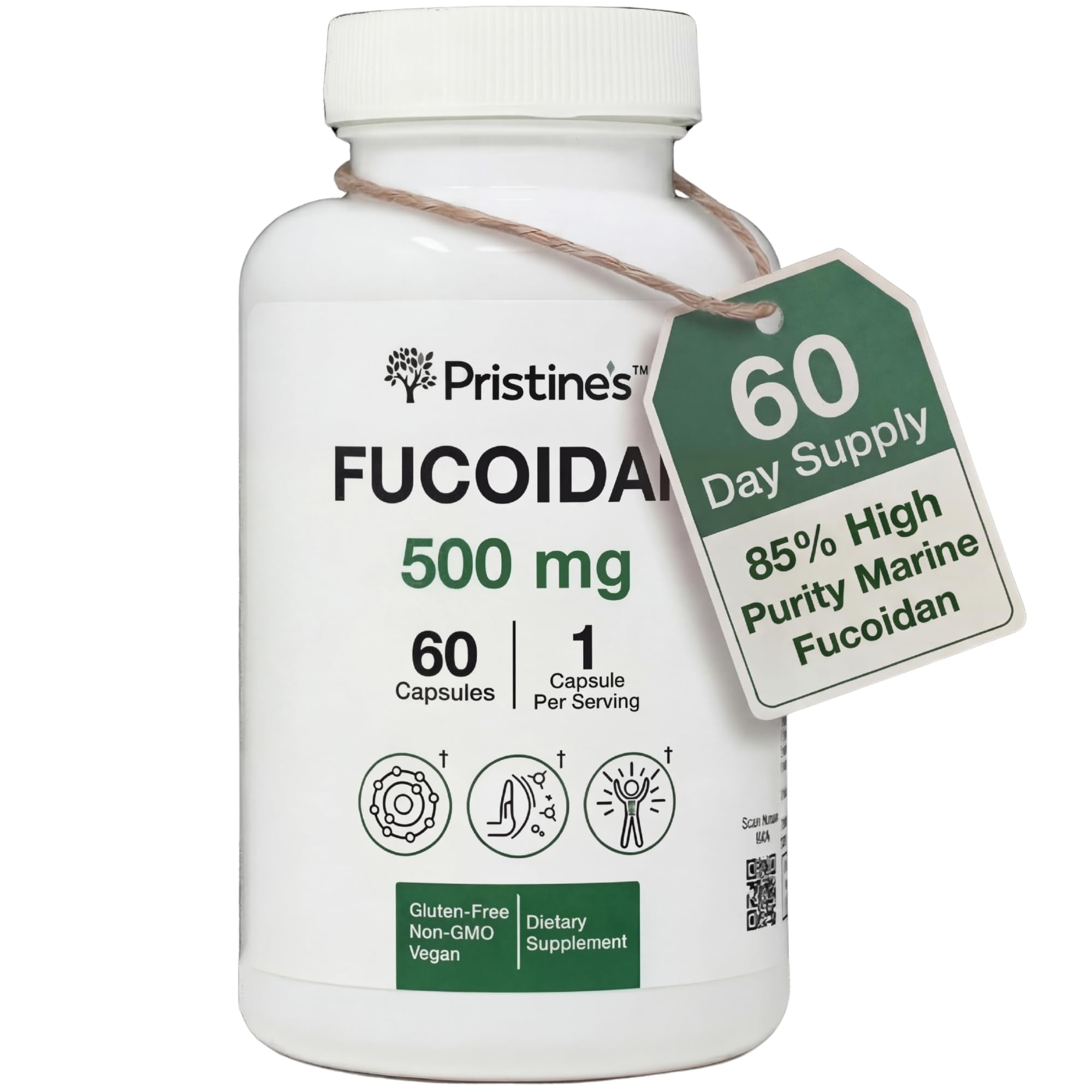 PRISTINE'S Fucoidan 500MG Immunity Supplement Capsules - 60 Day Supply - Brown Seaweed Extract - Potent Herbal Antioxidant Lung Health & Skin Health Support PRISTINE'S buy supplements canada