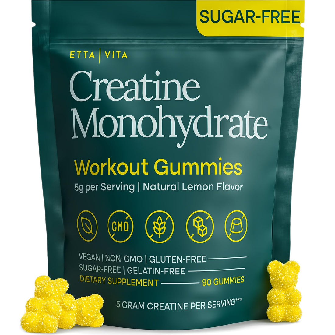 Sugar-Free Creatine Monohydrate Gummies 5gram per Serving, Potent Creatine Gummies for Women & Men, Supplement for Muscle Support, Cellular Energy & Cognitive Function [Lemon Drops Candy Flavor] Etta Vita buy supplements canada