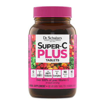Dr. Schulze's Super-C Plus - Vitamin C Supplement for Immune Support - Skin Health & Antioxidant Support - High-Potency Formula - Plant-Based Superfood - Gluten-Free & Vegan - 60 Count (20 Servings) Dr. Schulze's buy supplements canada