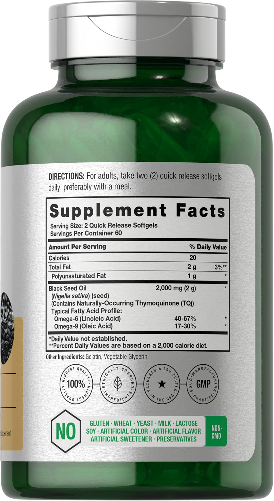 Black Seed Oil 2000mg | 120 Softgel Capsules | Cold Pressed Nigella Sativa Pills Horbäach buy supplements canada