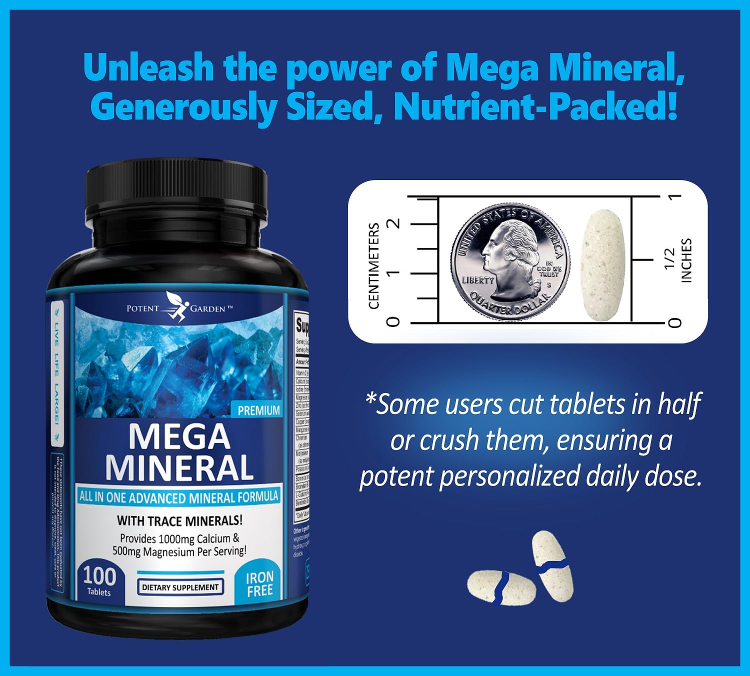 Potent Garden Mega Mineral Supplement Complete Mineral Complex with Calcium Magnesium Zinc Potassium Boron Selenium Chromium & 72 Trace Potent Garden buy supplements canada