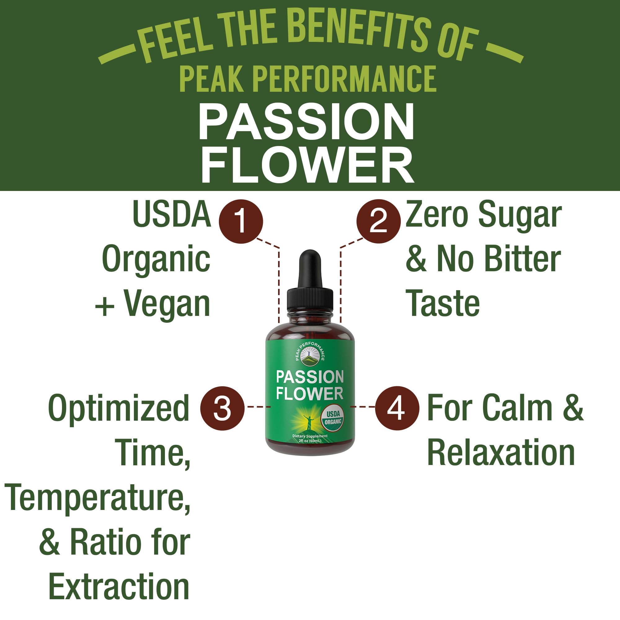 USDA Organic Passion Flower Extract Vegan Liquid Drops with High Bioavailability for Women and Men. Organic Passionflower Supplement with Zero Sugar and Gluten Free. for Calm, Relaxation Support. Peak Performance buy supplements canada