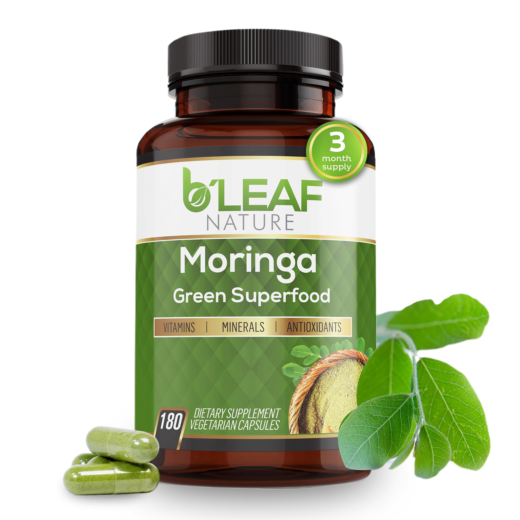 B'Leaf Nature Moringa Capsules Organic 1000mg — Pure Moringa Oleifera Leaf Powder Capsules for Energy & Immune Support B'LEAF NATURE buy supplements canada