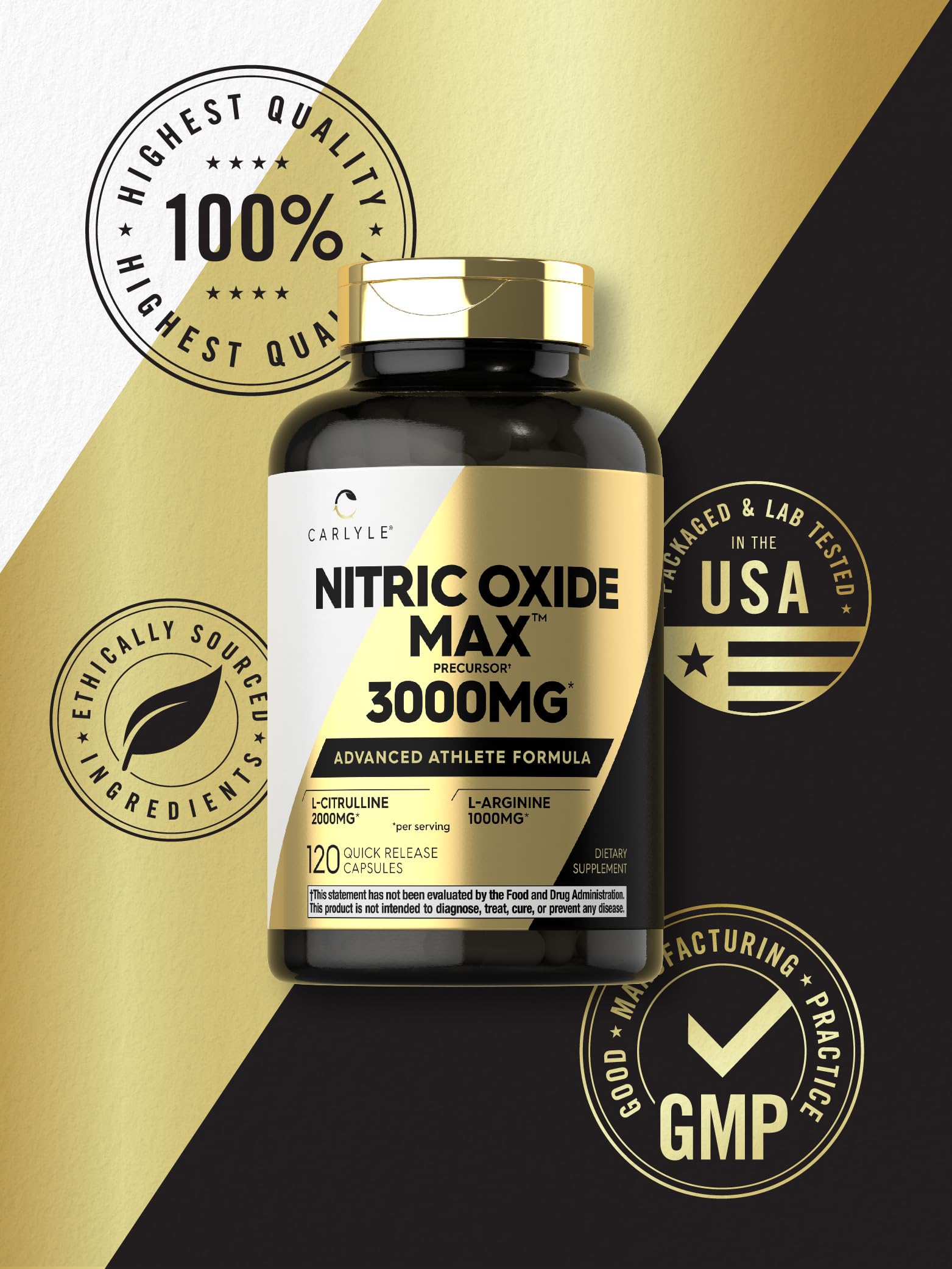Carlyle Nitric Oxide Supplement 3000mg | 120 Capsules | with L-Arginine & L-Citrulline | for Men & Women | Pre & Post Workout | Non-GMO, Gluten Free Carlyle buy supplements canada