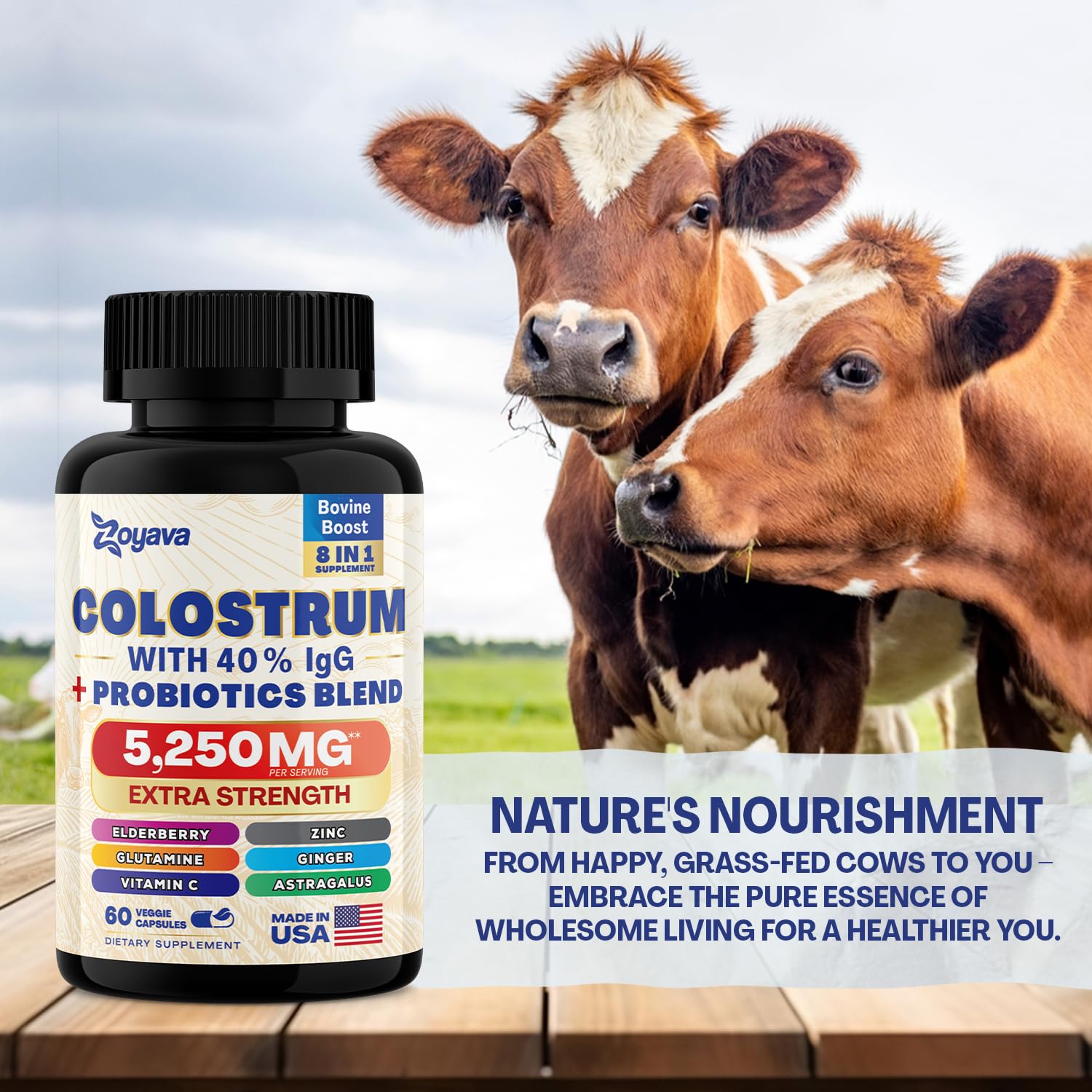 Bovine Colostrum Supplement Capsules 5250 MG, Grass Fed Cow Colostrum Zoyava buy supplements canada