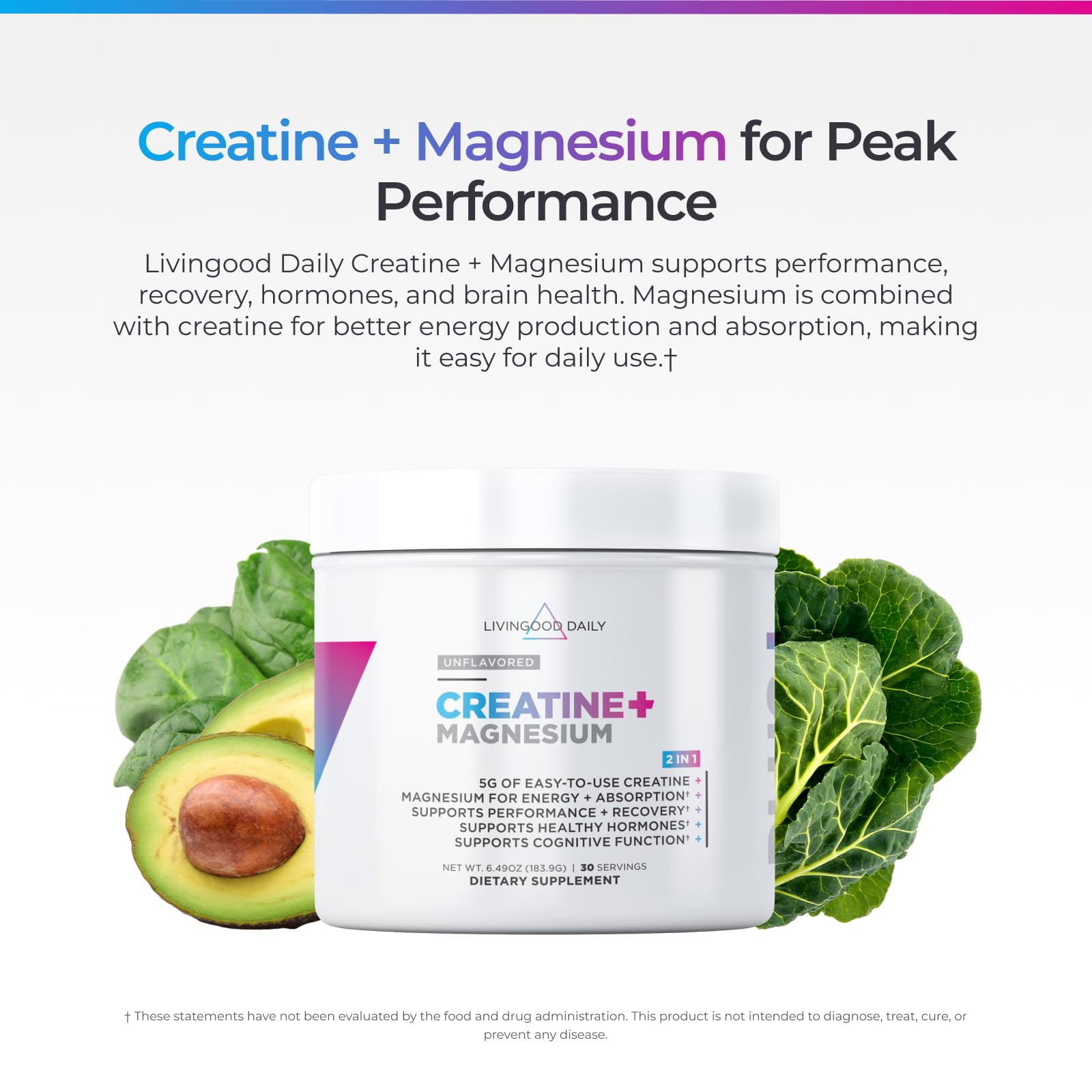 Livingood Daily Creatine + Magnesium Powder, Unflavored | 5g Micronized Creatine Monohydrate with Magnesium for Energy, Muscle Recovery & Performance | 30 Servings Livingood Daily buy supplements canada