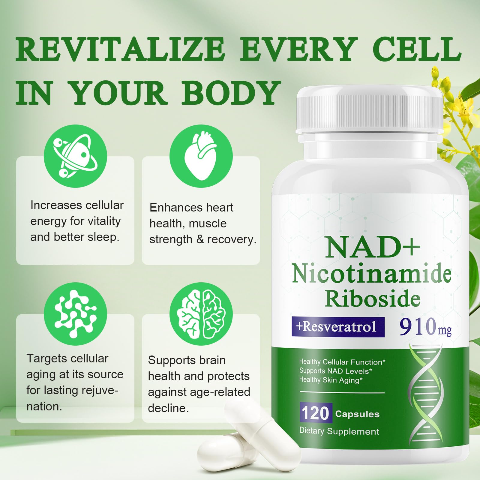 A r b c r n 120 Capsules NAD+ Supplement,NAD Nicotinamide Riboside Resveratrol 910mg for Men and Women, NR Supplement for Energy Anti-Aging Focus A r b c r n buy supplements canada