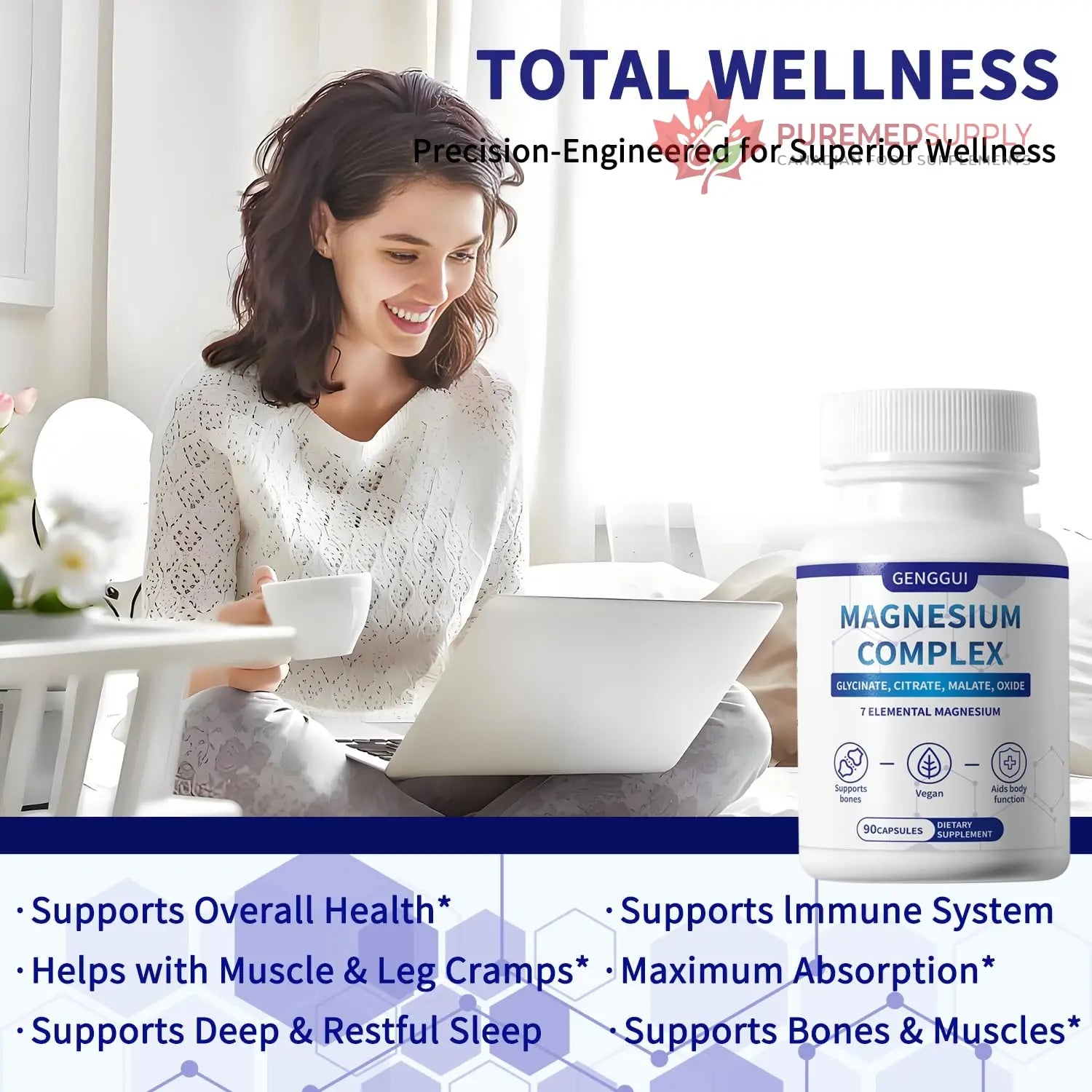 Magnesium Complex 1000mg with 8 Types - Glycinate, Citrate, Malate - Supports Muscle Relaxation, Bone Health, Energy Production & Sleep - High Absorption, Non-GMO, Vegan Capsules, 90 Count (001) ZYGCDZ buy supplements canada