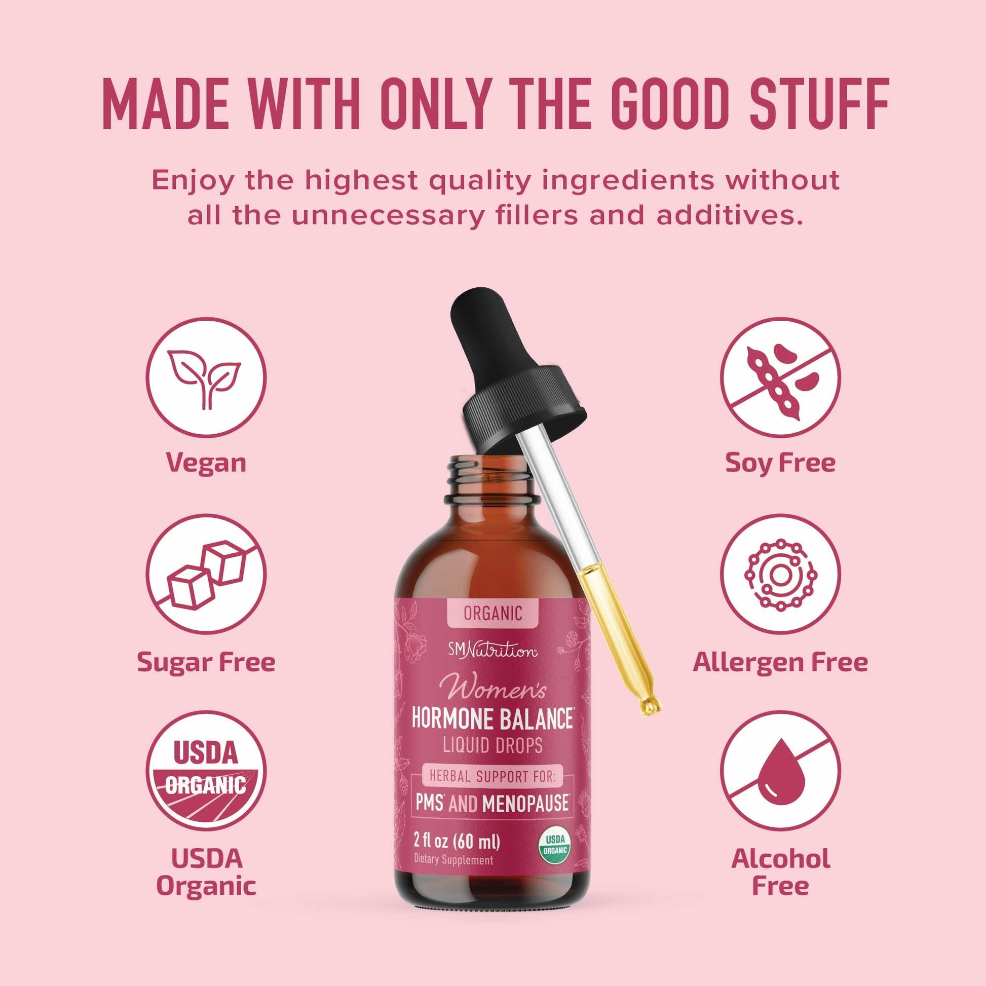 Hormone Balance Liquid Drops | with Black Cohosh, Stinging Nettle, Red Raspberry Leaf, Chasteberry & More | Menopause, Hot Flash, & PMS Relief Menstrual Herbal Support Tincture | Vegan Formula | 2oz SMNutrition buy supplements canada