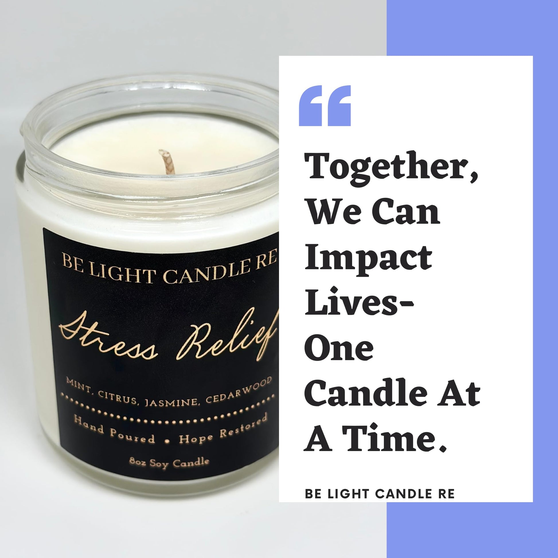 Stress Relief Candle | Purpose-Driven Soy Candles | Scented Candle for Home | 8oz Long Lasting Candle Be Light Candle RE buy supplements canada